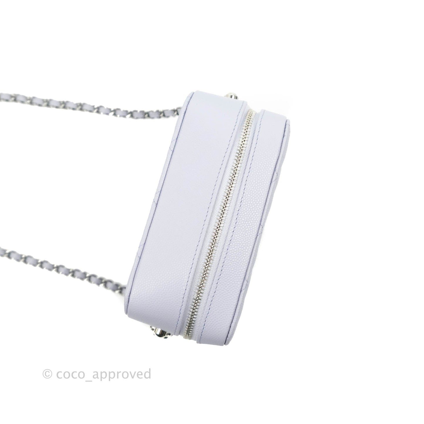 Chanel Quilted Camera Bag Lilac Caviar Silver Hardware