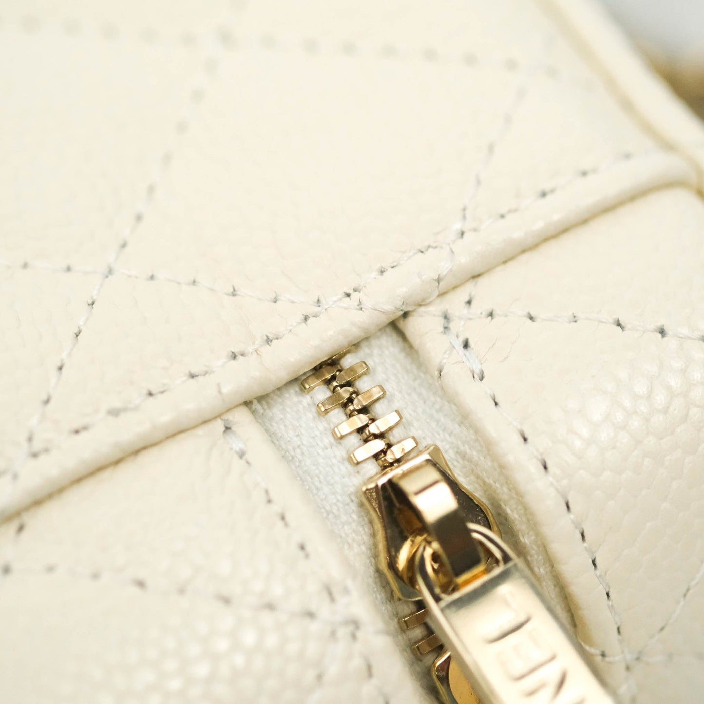 Chanel Quilted Small Handle With Care Vanity Case With Chain White Caviar Gold Hardware