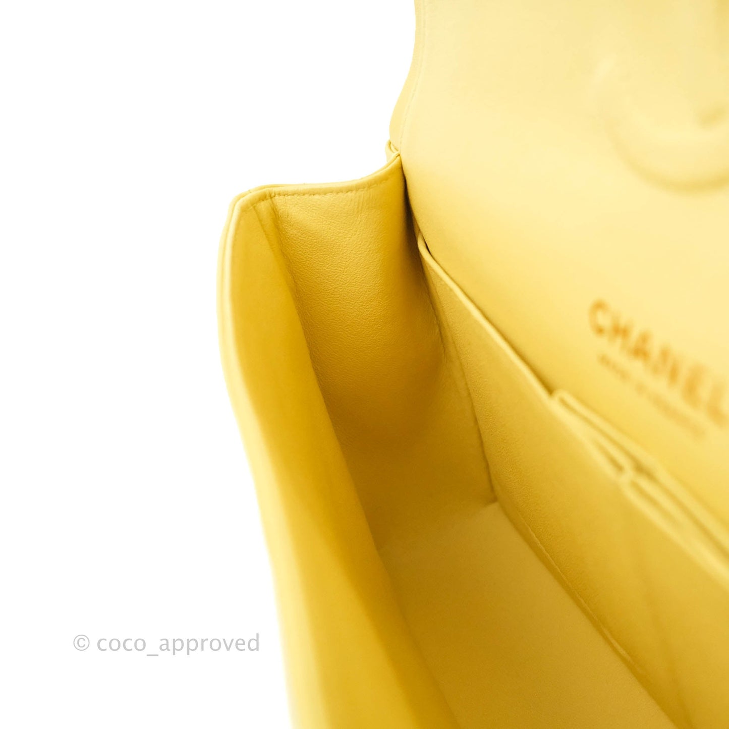 Chanel Classic M/L Medium Flap Chevron Yellow Lambskin Gold Hardware
