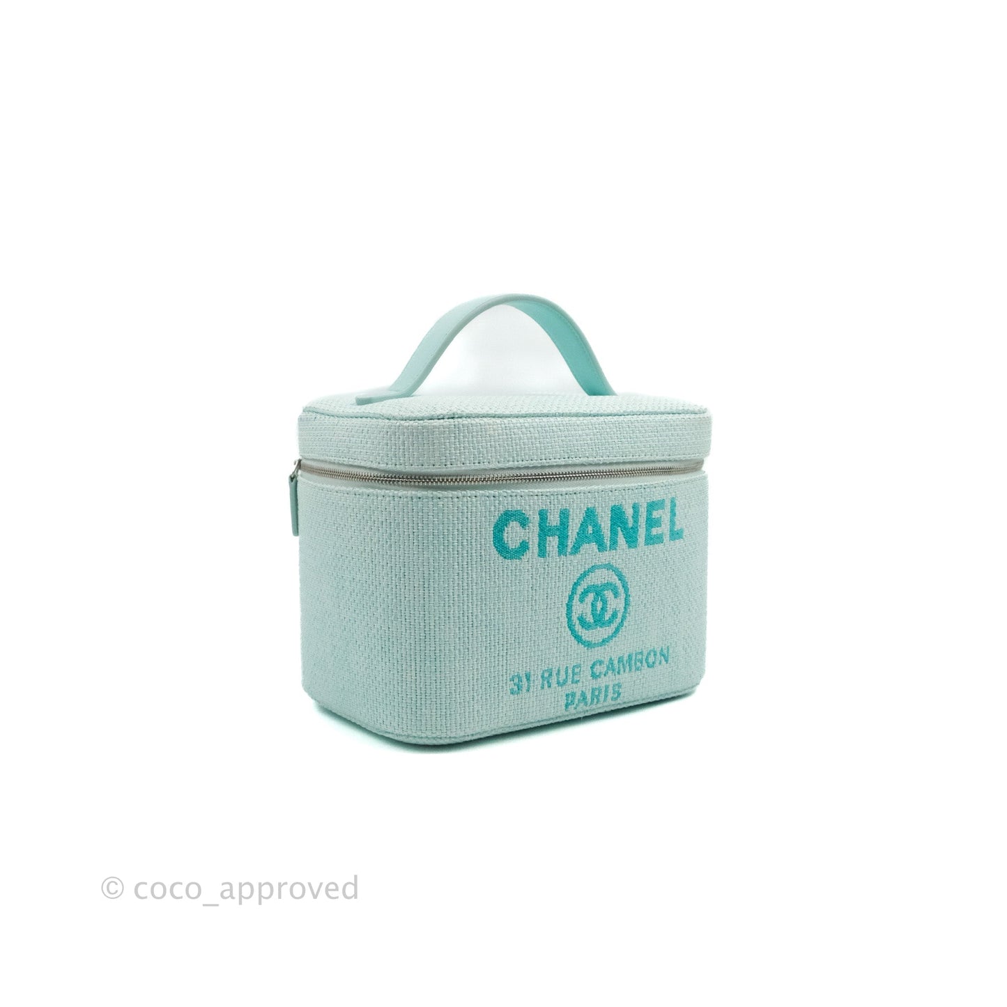 Chanel Deauville Vanity Pouch Mint Raffia Calfskin