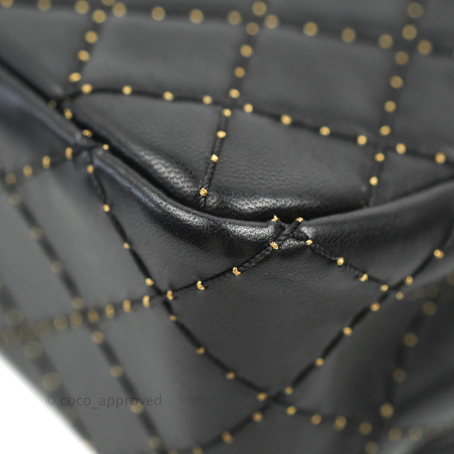 Chanel Quilted Stitched Flap Bag Lambskin Black Aged Gold Hardware 15A