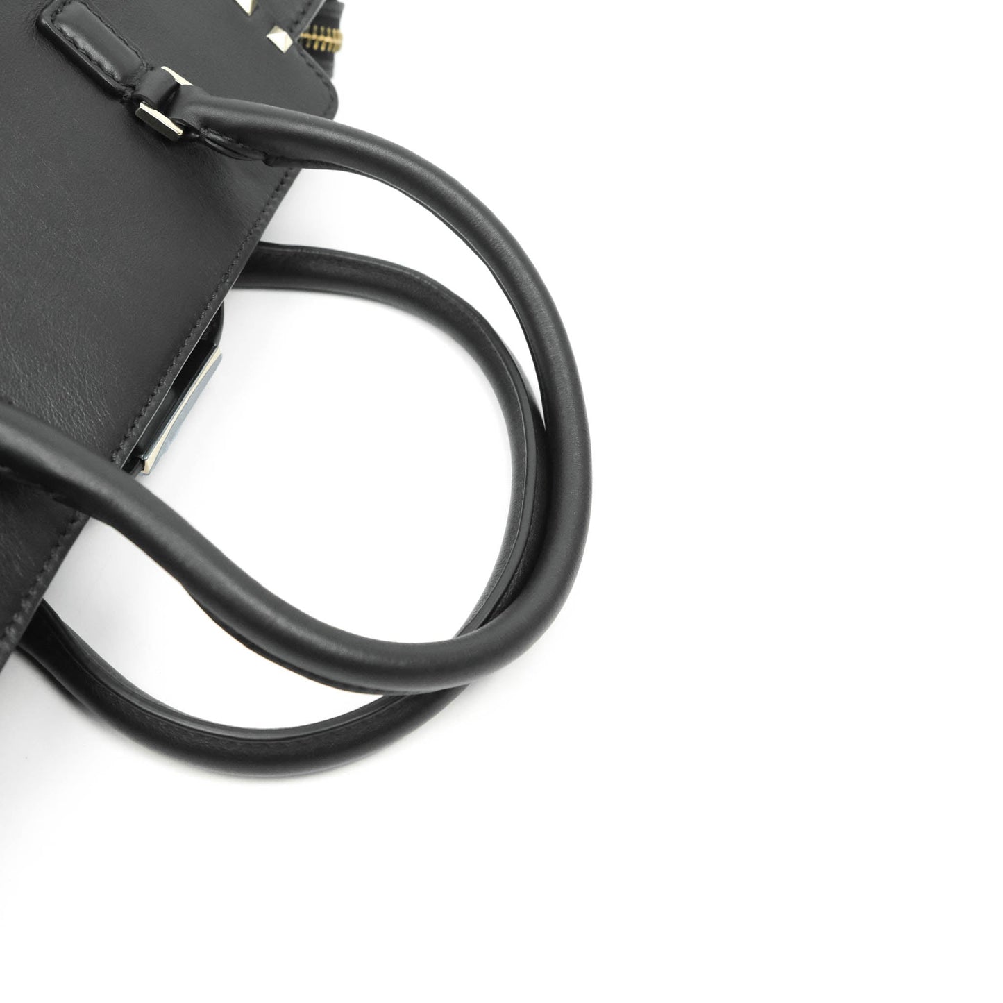 Valentino Garavani Rockstud Mini Trapeze Shoulder Bag Black Calfskin Gold Hardware