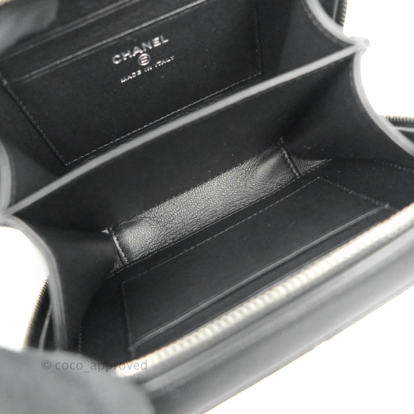 Chanel Mini Quilted Camera Case Black Lambskin Silver Hardware