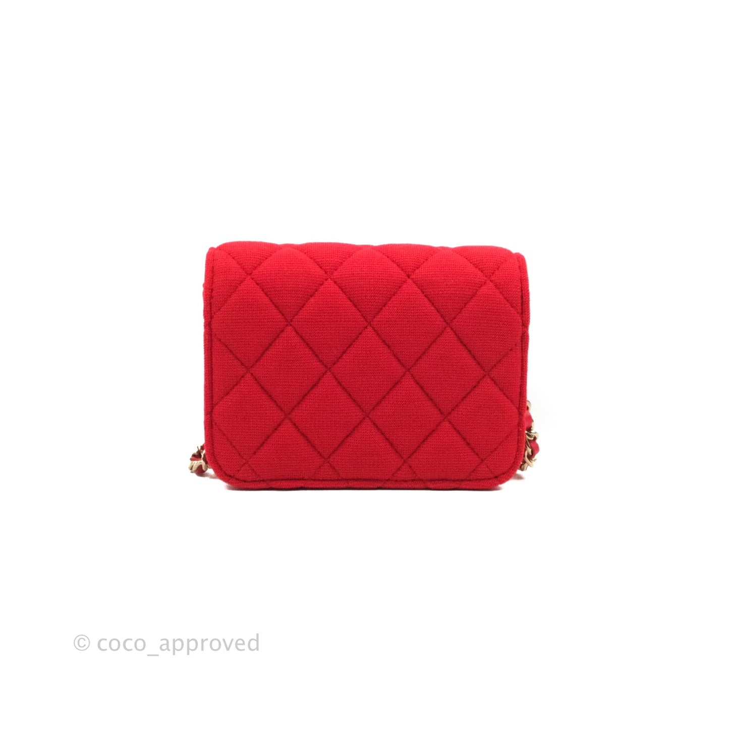 Chanel Mini Clutch With Chain Red Cotton Gold Hardware