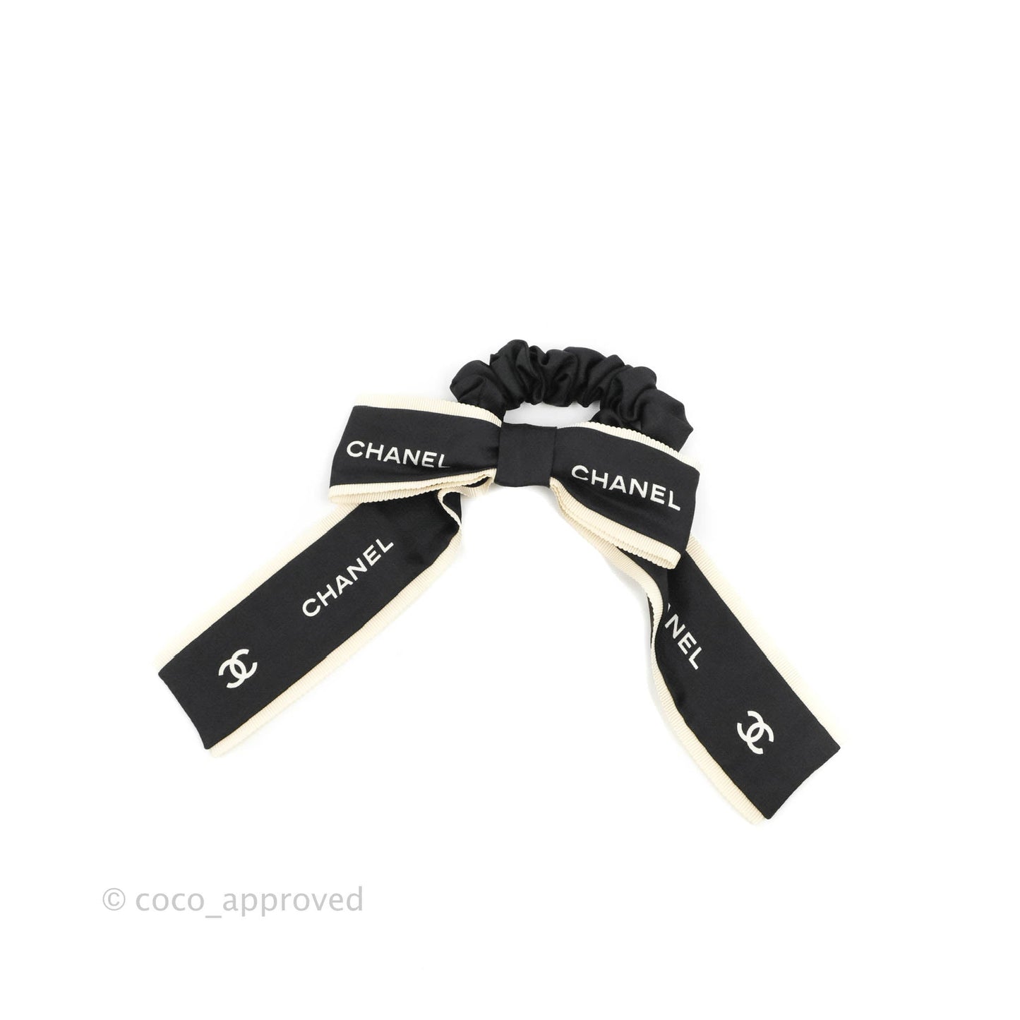 Chanel Bow Silk Hair Accessory Ivory & Black