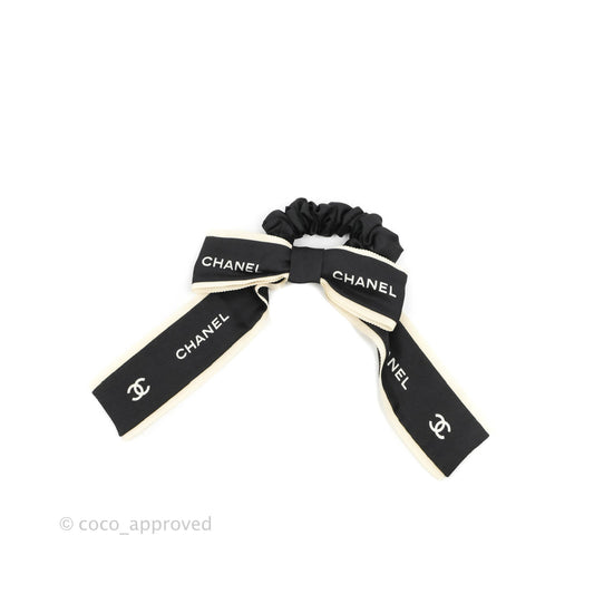 Chanel Bow Silk Hair Accessory Ivory & Black