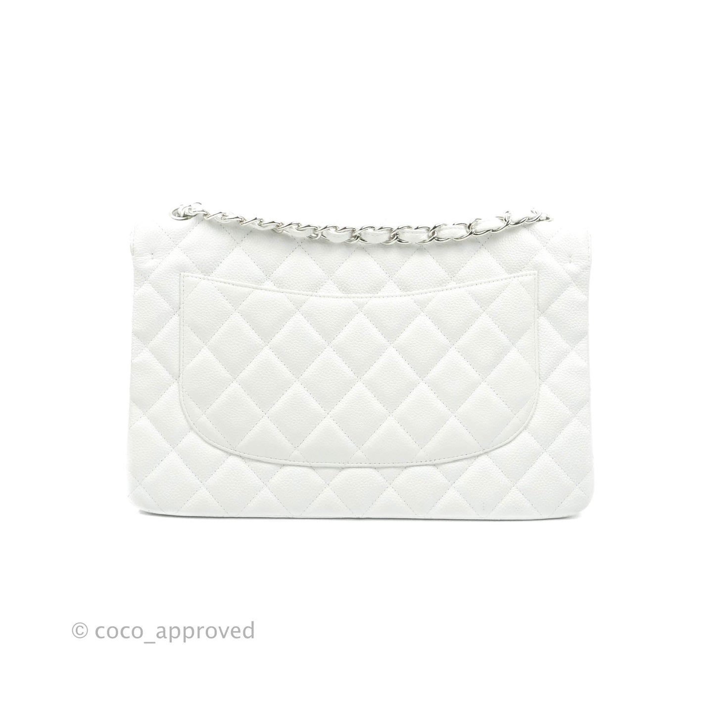Chanel Jumbo Double Flap White Caviar Silver Hardware⁣⁣
