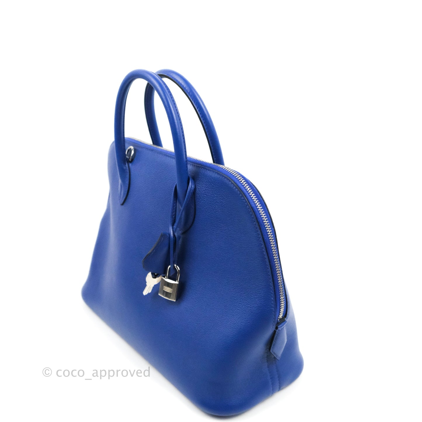 Hermès Bolide 1923 31 Bleu Royal Evercolor Palladium Hardware