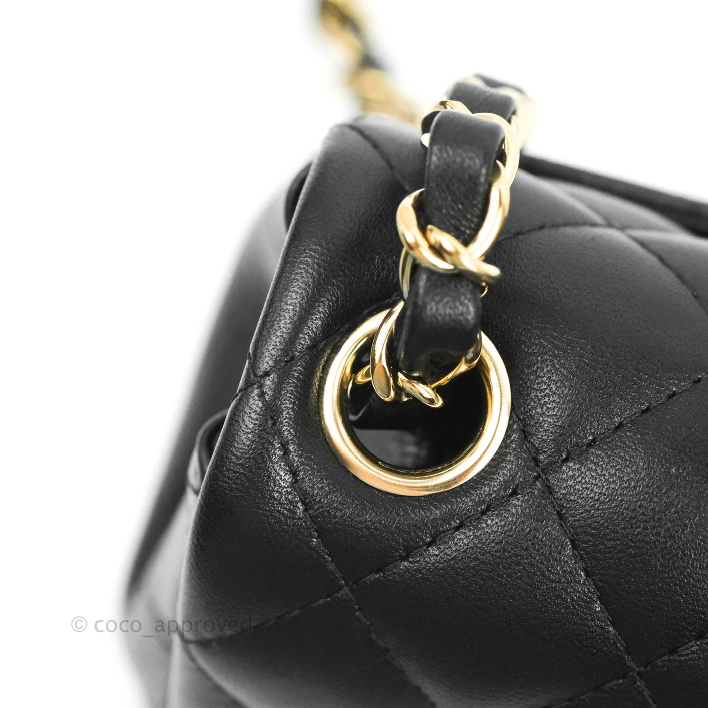 Chanel Quilted Mini Square Black Lambskin Gold Hardware
