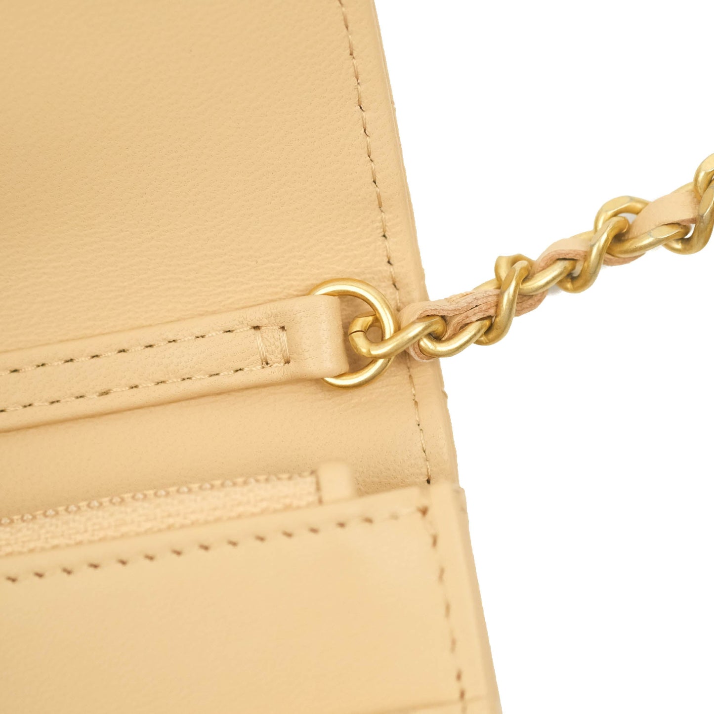 Chanel Quilted Pearl Crush Wallet on Chain WOC Beige Lambskin Aged Gold Hardware