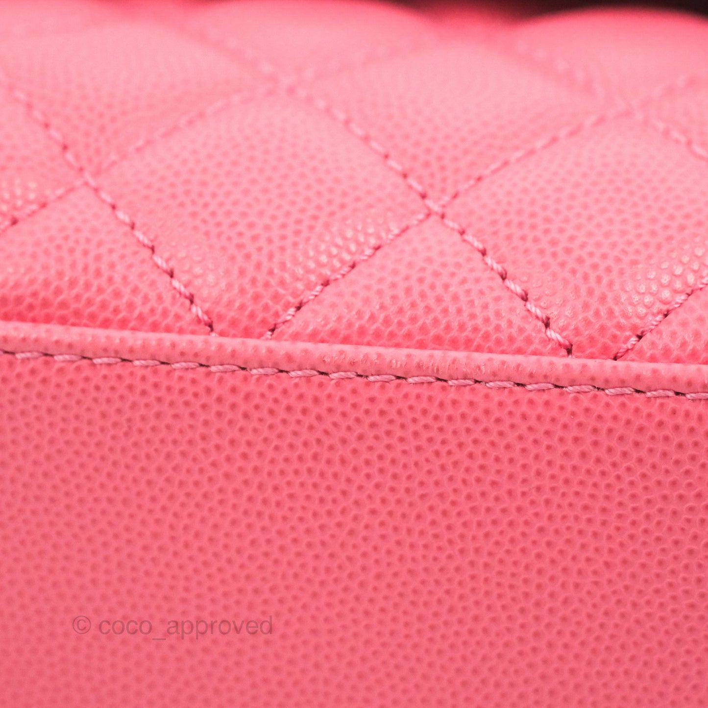 Chanel Small Coco Handle Quilted Pink Caviar Aged Gold Hardware Lizard Embossed Handle