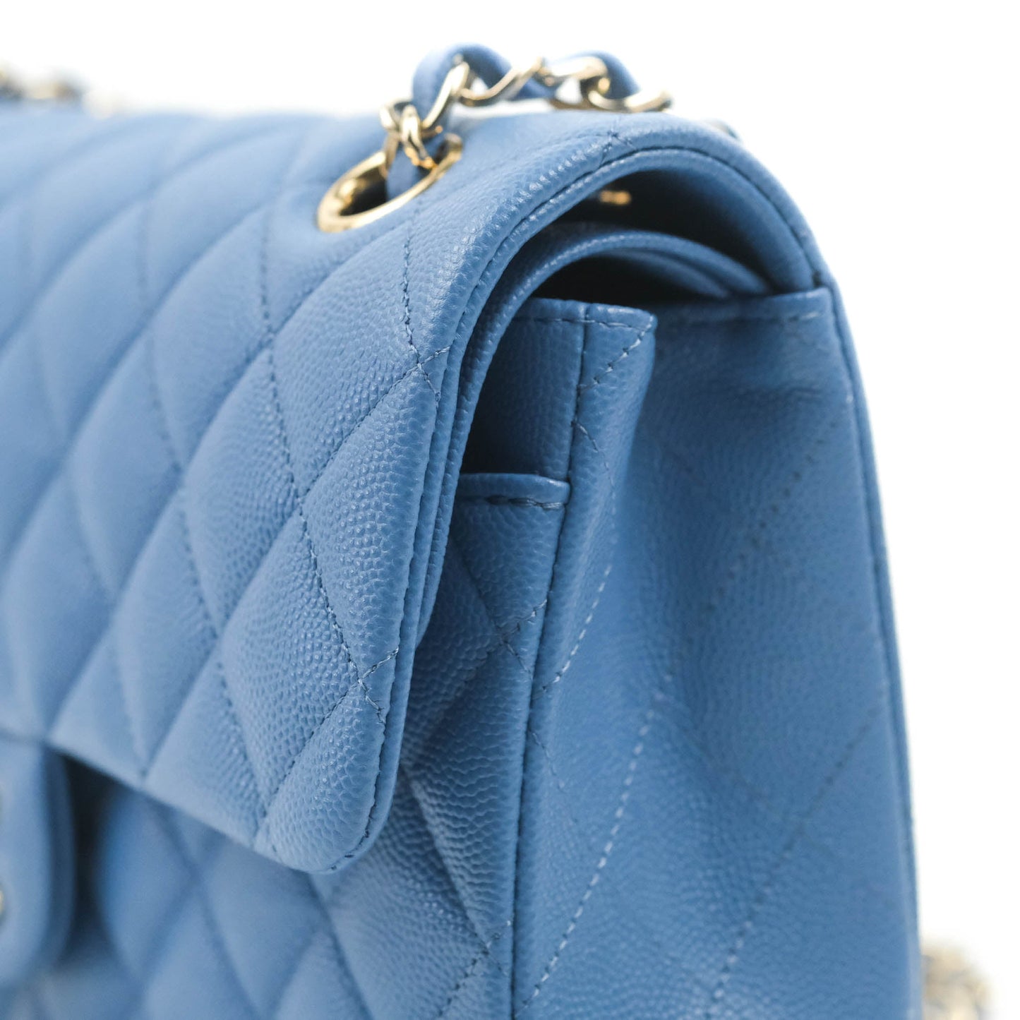 Chanel Small Classic Quilted Flap Blue Caviar Gold Hardware