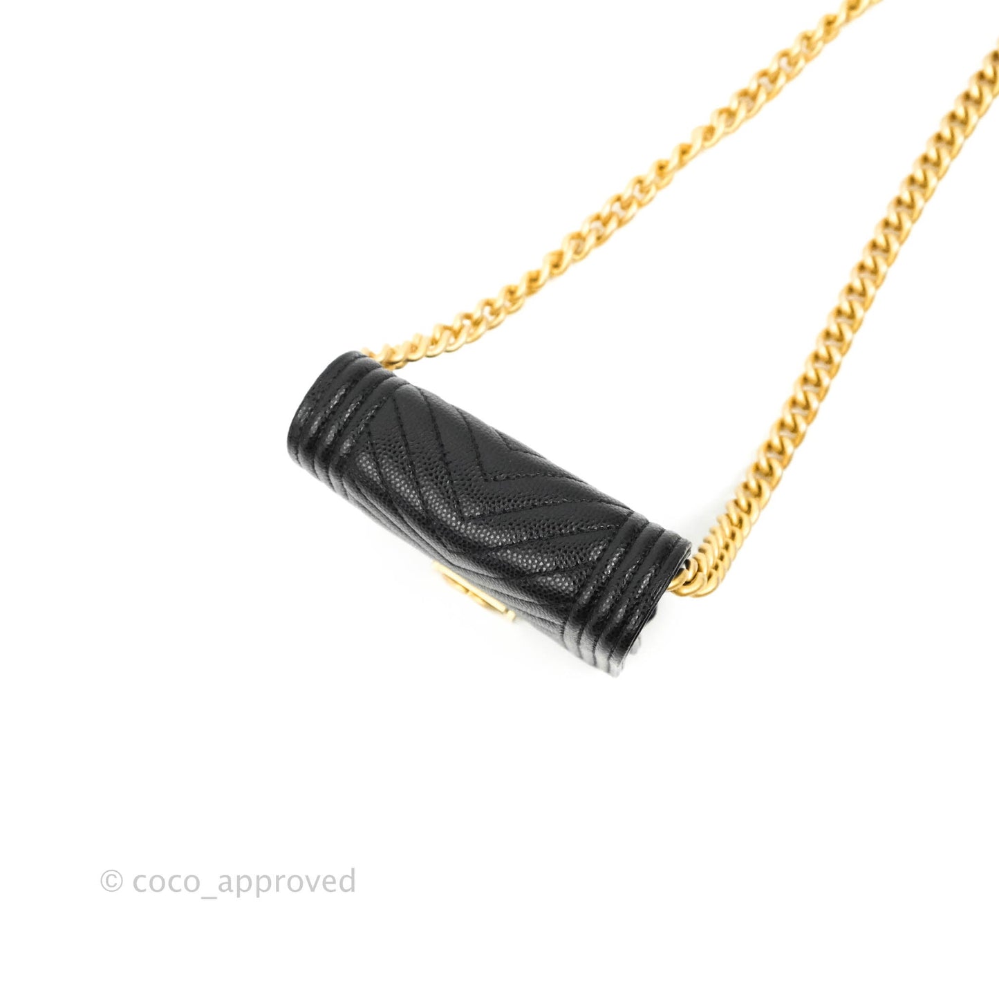 Chanel Chevron Boy Belt Bag Black Caviar Aged Gold Hardware