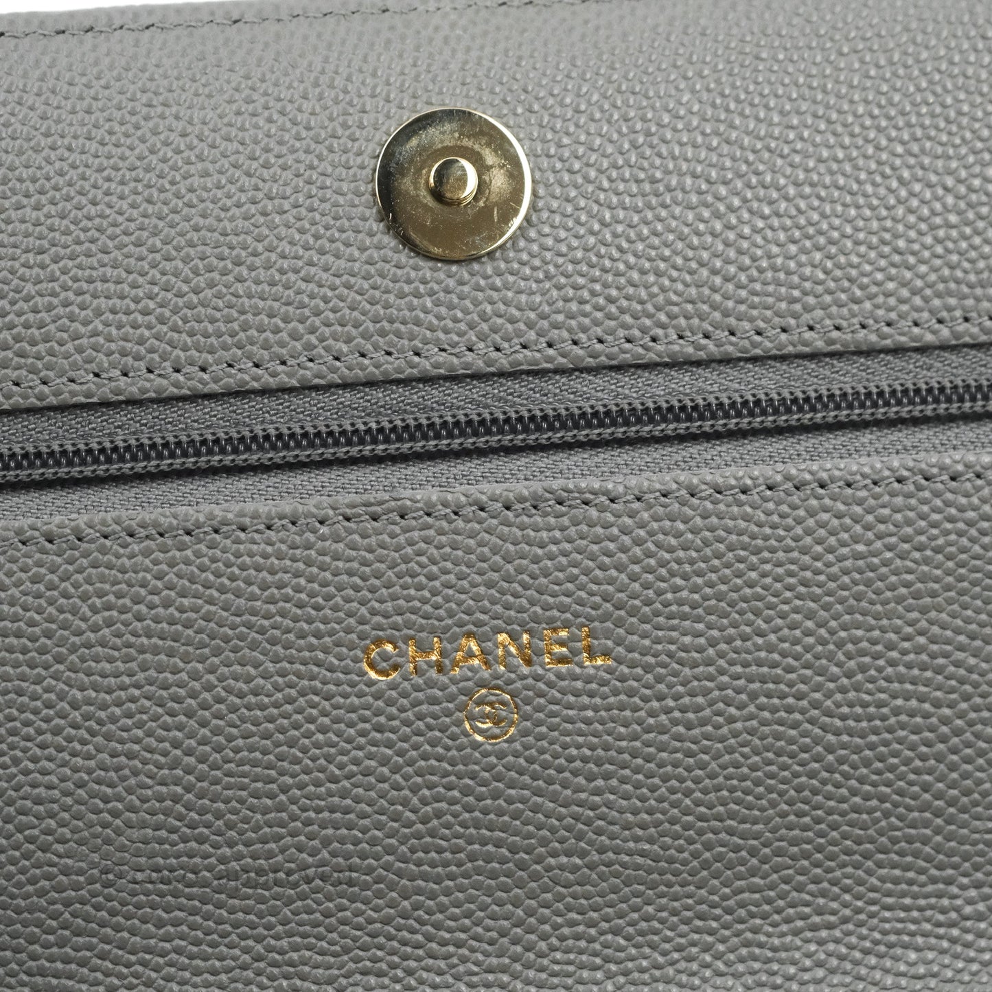 Chanel Quilted Classic Wallet on Chain WOC Grey Caviar Gold Hardware