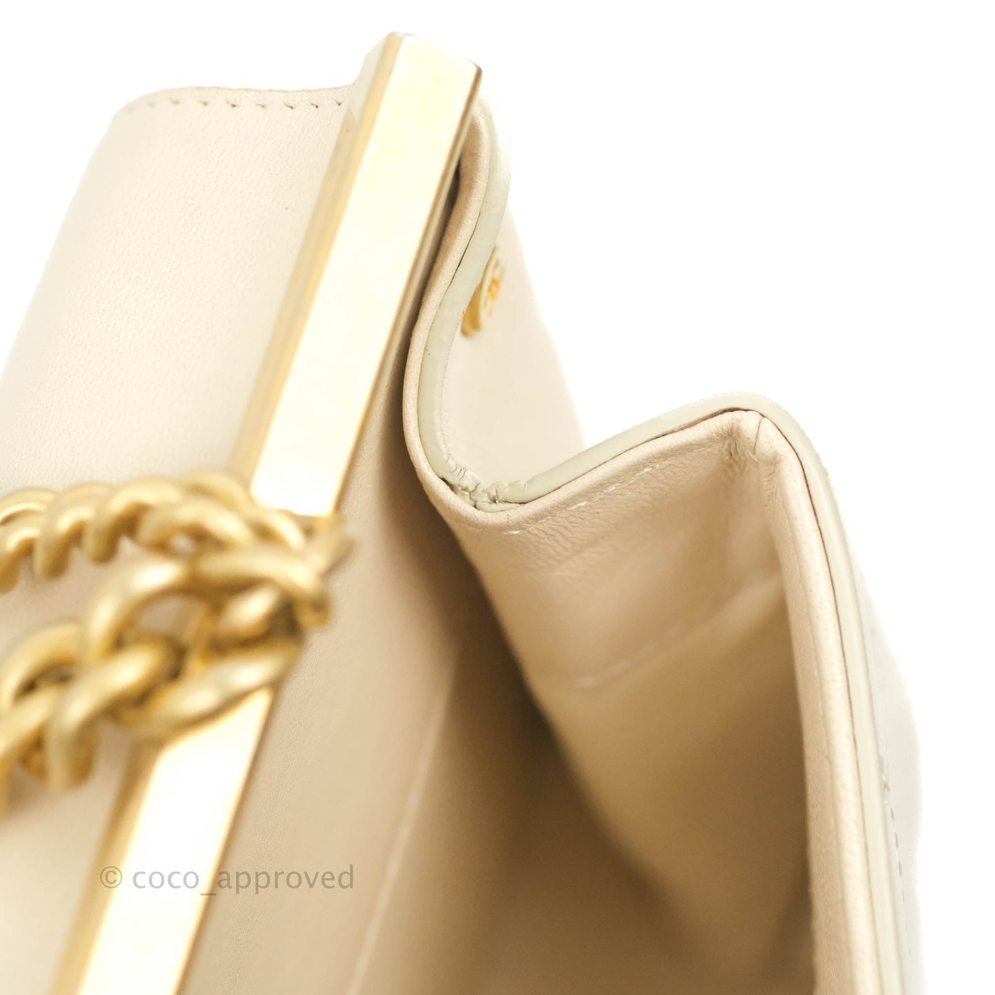 Chanel Small Flat Quilted Coco Luxe Flap Bag Light Beige Aged Gold Hardware