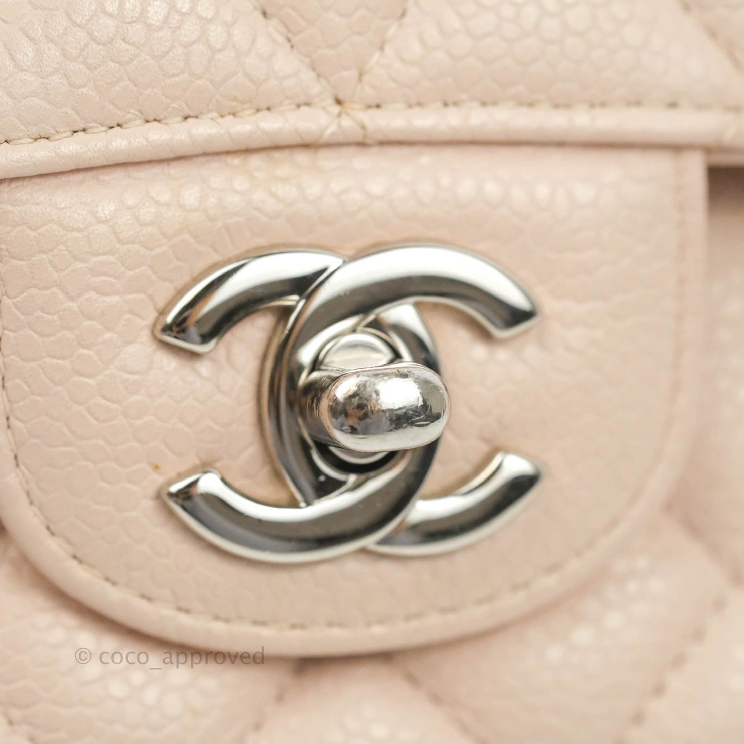 Chanel Classic M/L Medium Flap Quilted Sakura Pink Caviar Silver Hardware