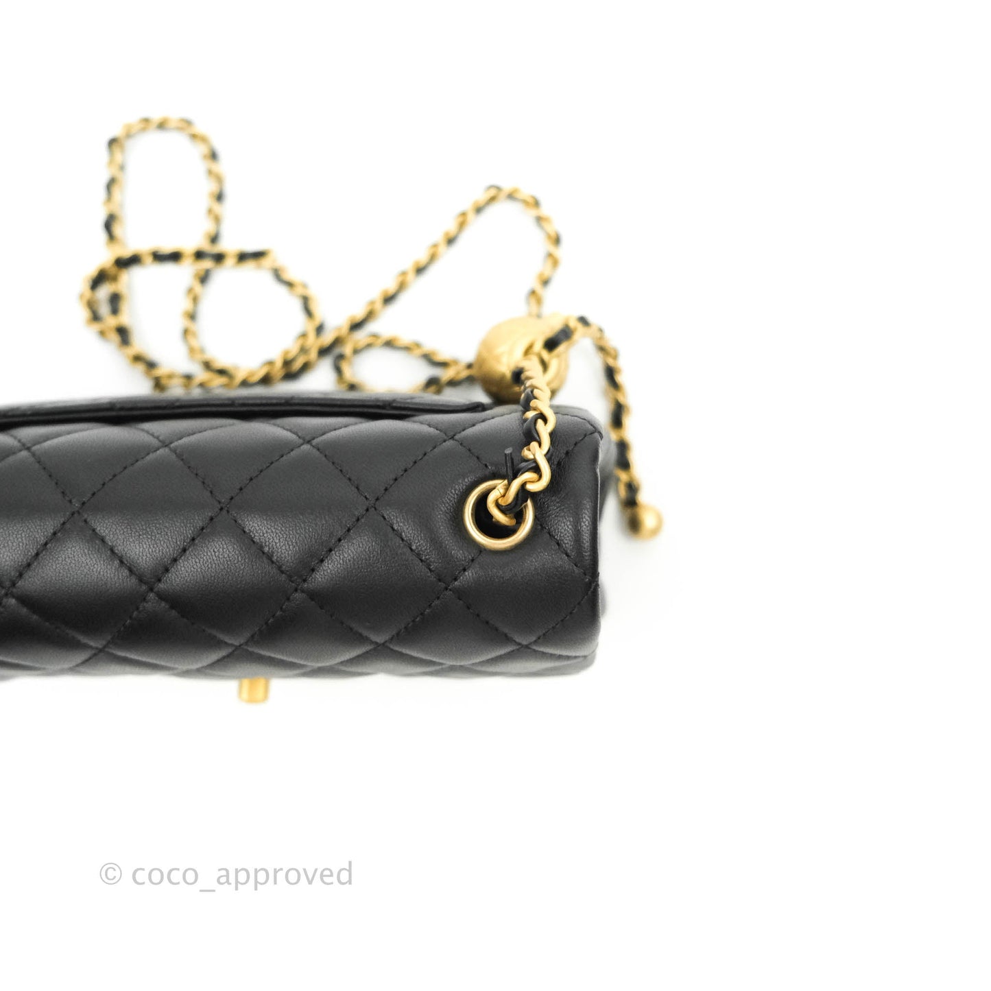 Chanel Mini Rectangular Pearl Crush Quilted Black Lambskin Gold Hardware