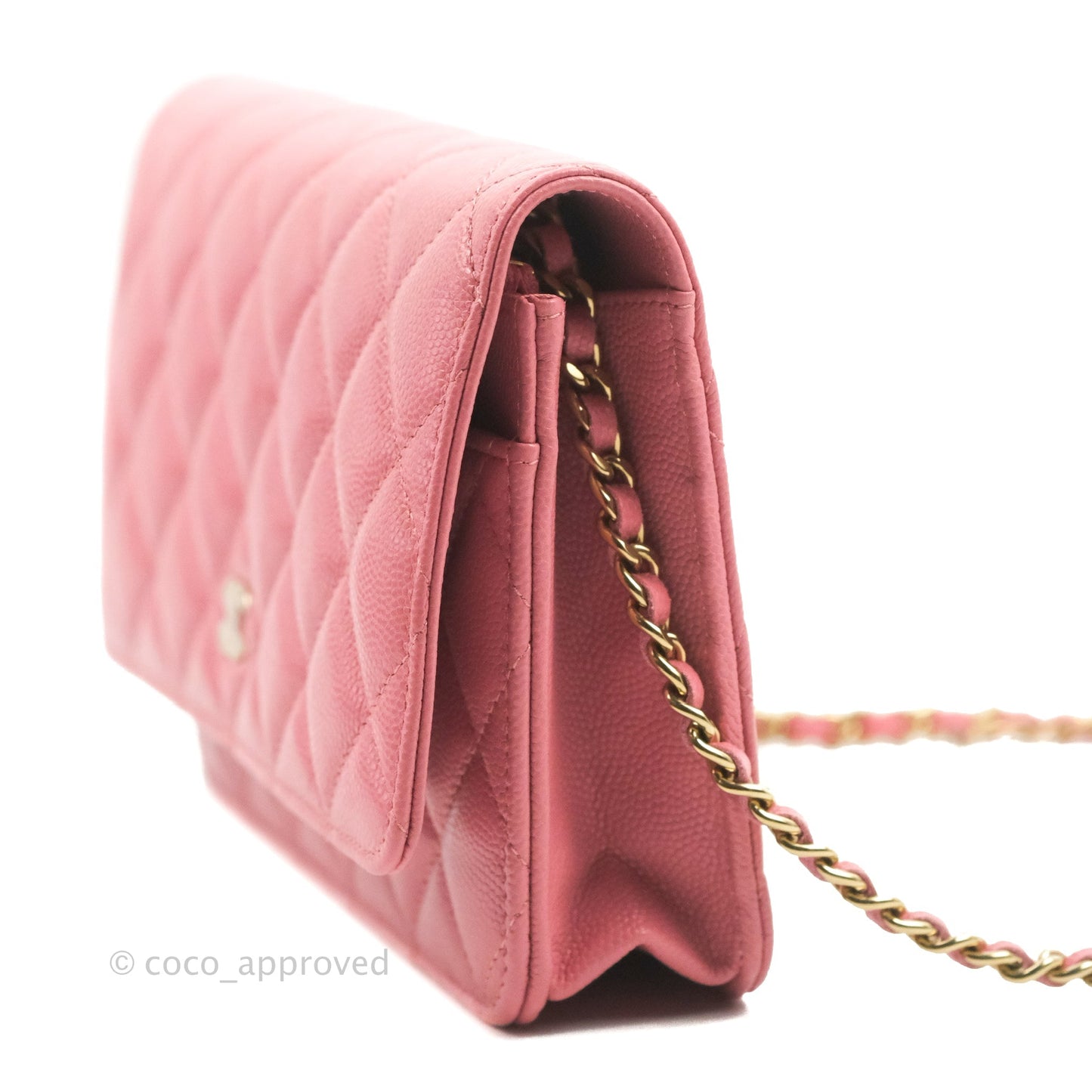 Chanel Quilted Classic Wallet on Chain WOC Pink Caviar Gold Hardware