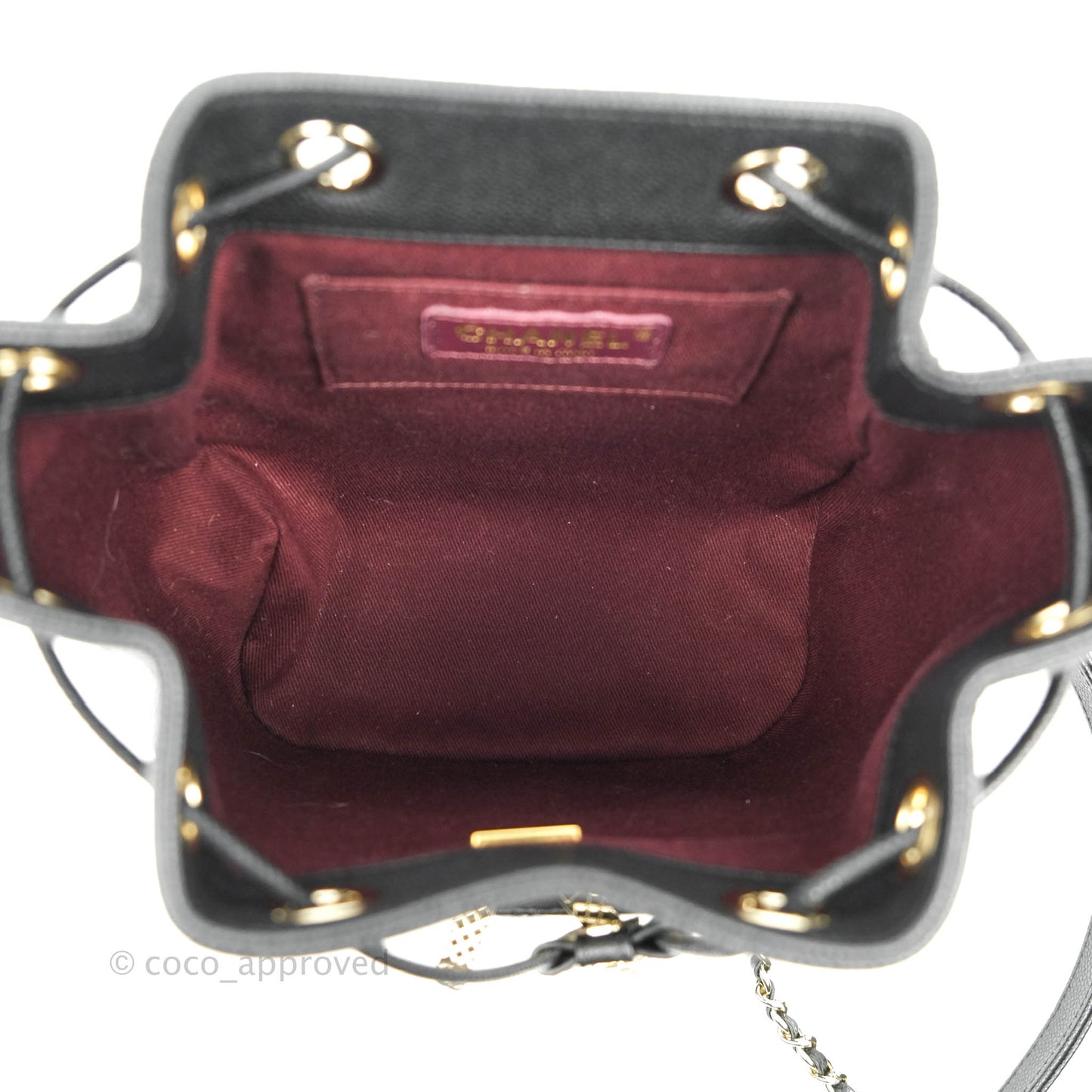 Chanel Business Affinity Drawstring Bucket Bag Black Caviar Gold Hardware 21P