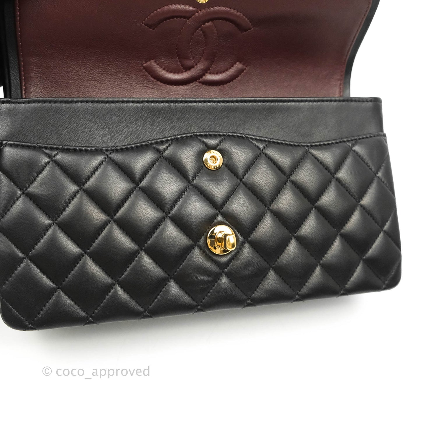 Chanel Classic M/L Medium Double Flap Black Lambskin Gold Hardware