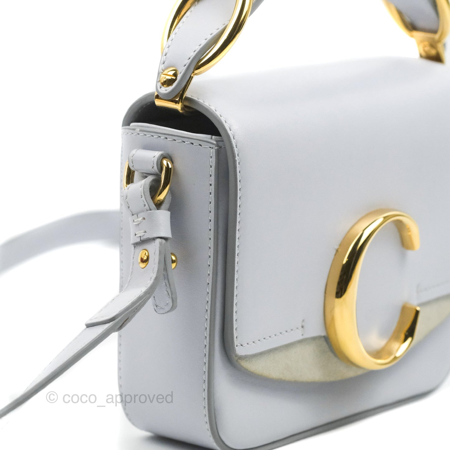 Chloé Mini C Bag Light Cloud Shiny/Suede Calfskin