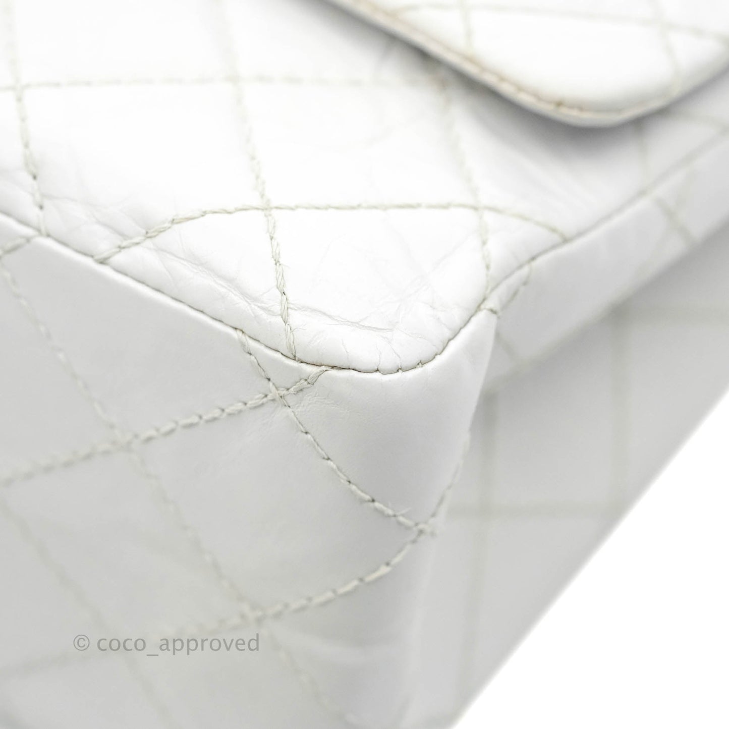 Chanel Quilted Reissue 226 Flap White Aged Calfskin Gun Metal Hardware