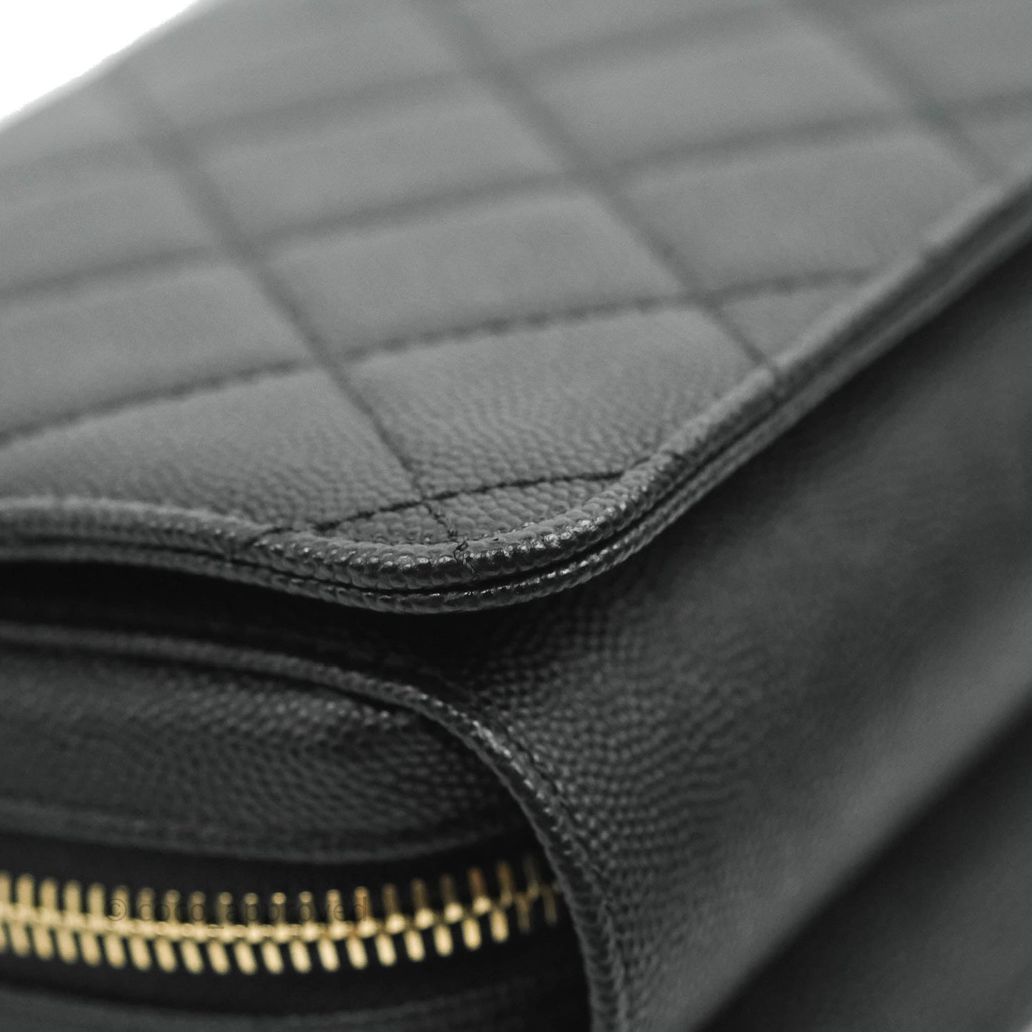 Chanel Quilted Small Like The Wallet Flap Black Caviar Light Gold Hardware 22C
