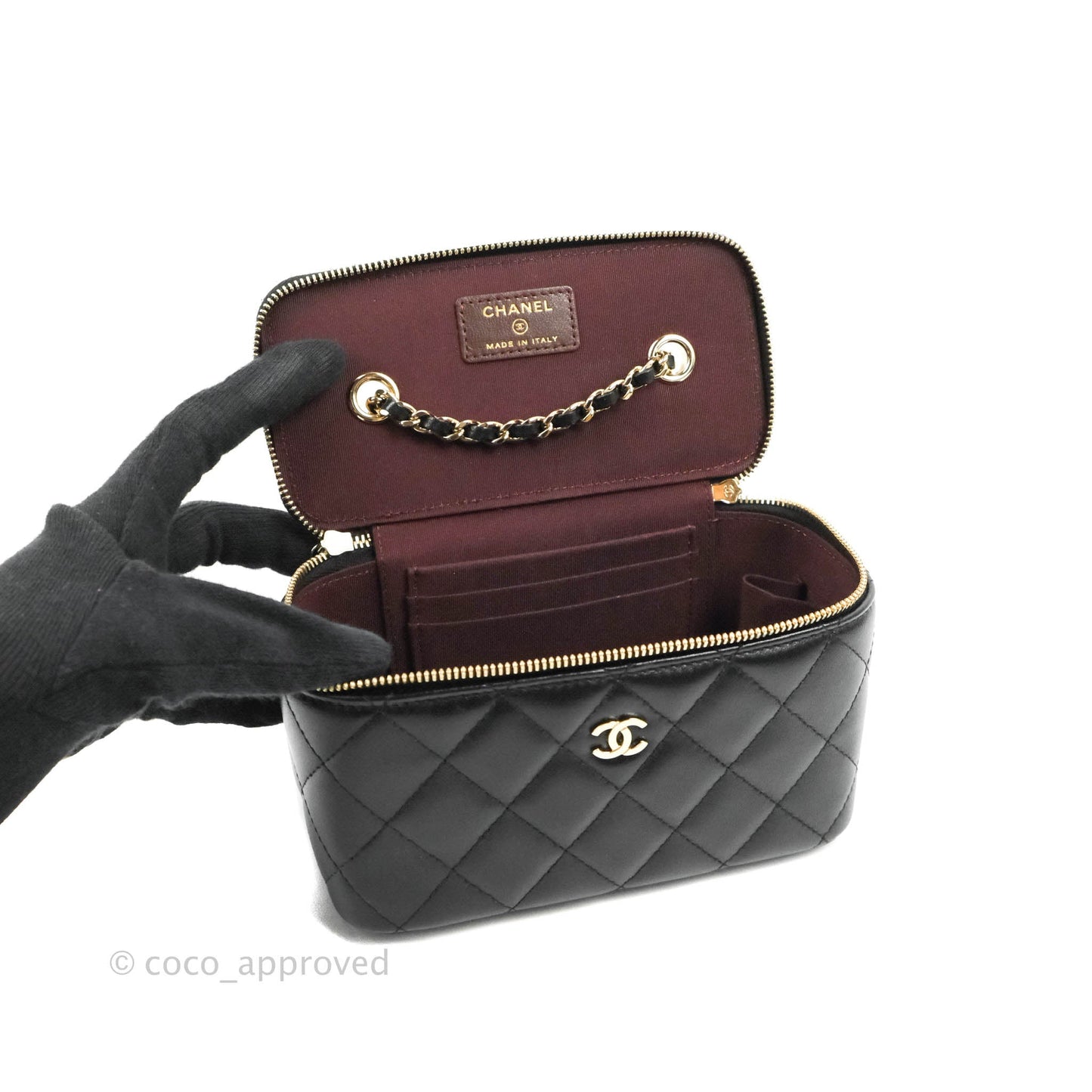 Chanel Classic Vanity with Chain Black Lambskin Gold Hardware