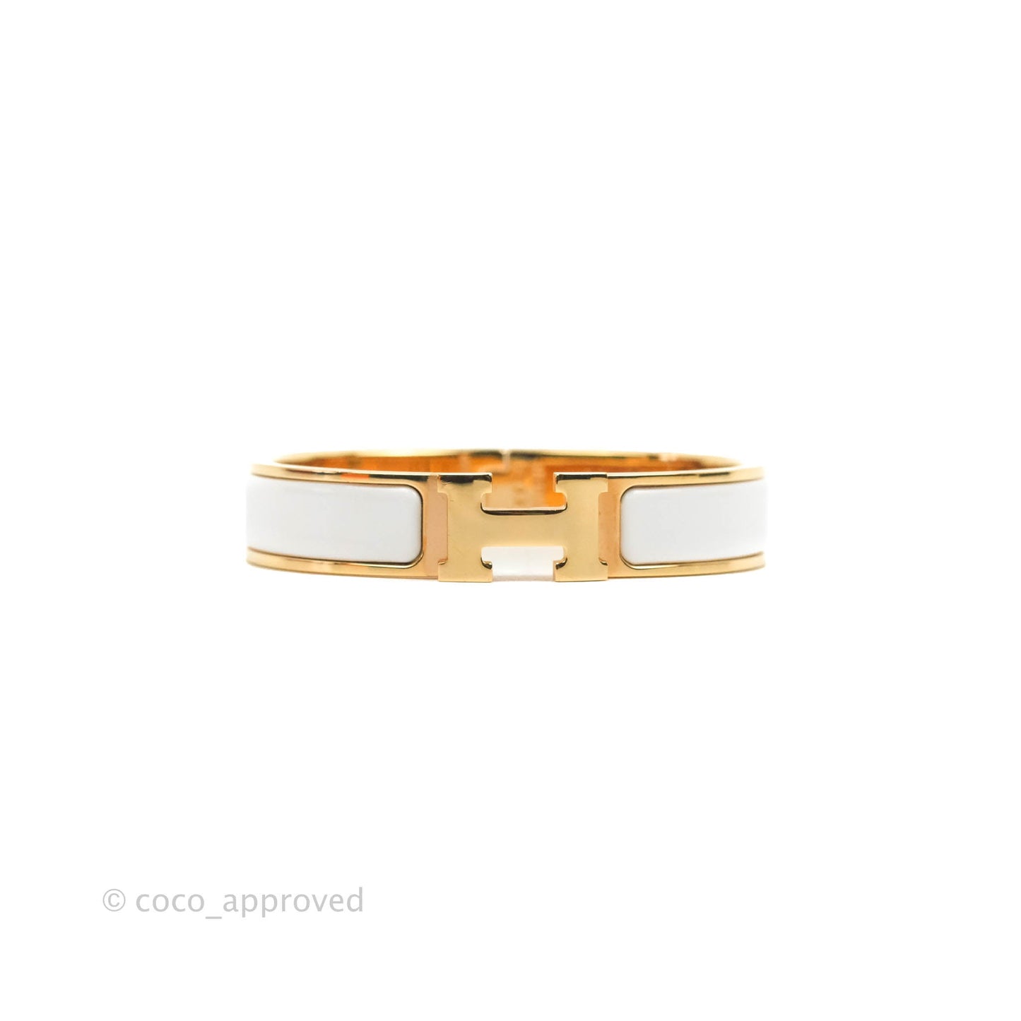 Hermès Clic H Bracelet White Rose Gold PM