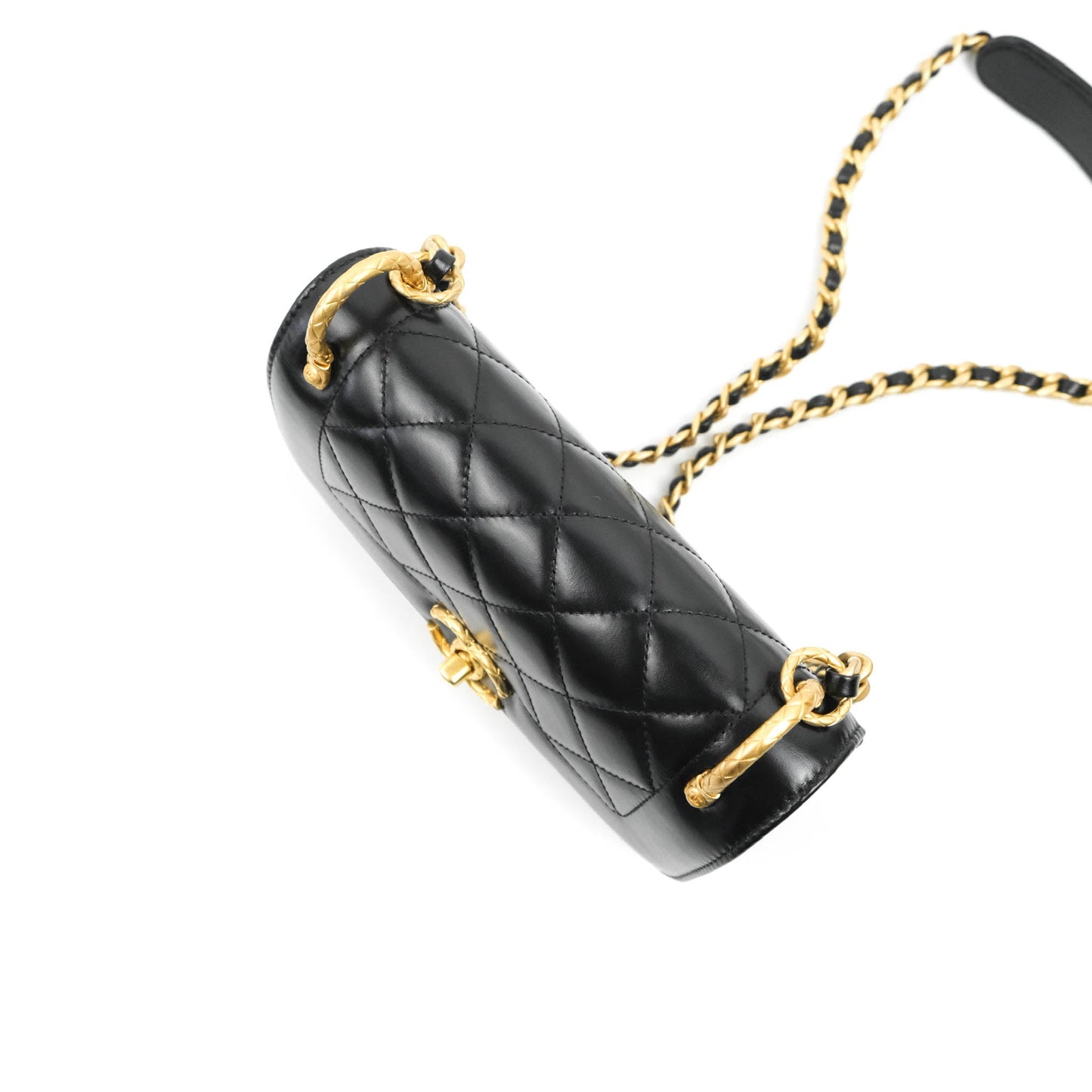 Chanel Mini Flap Bag Black Calfskin Aged Gold Hardware 21B