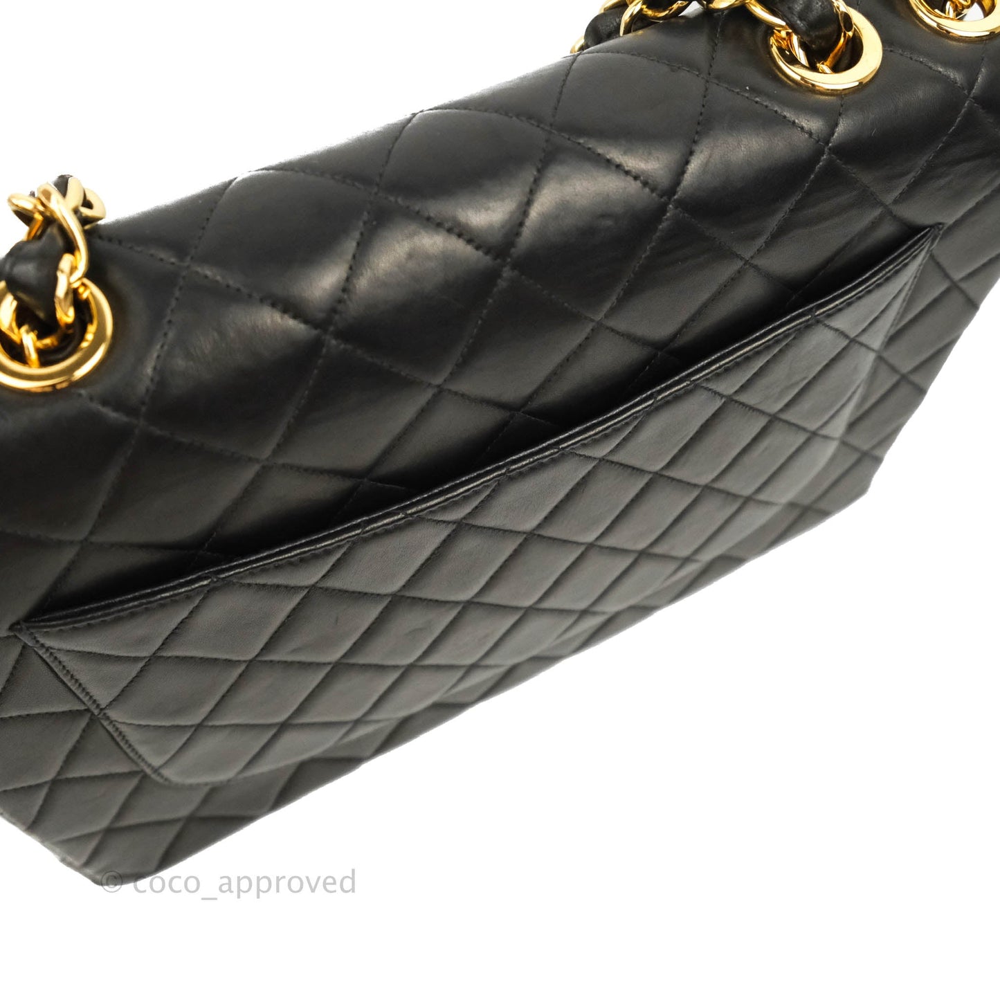Chanel Vintage Jumbo Single Flap Black Lambskin 24K Gold Hardware