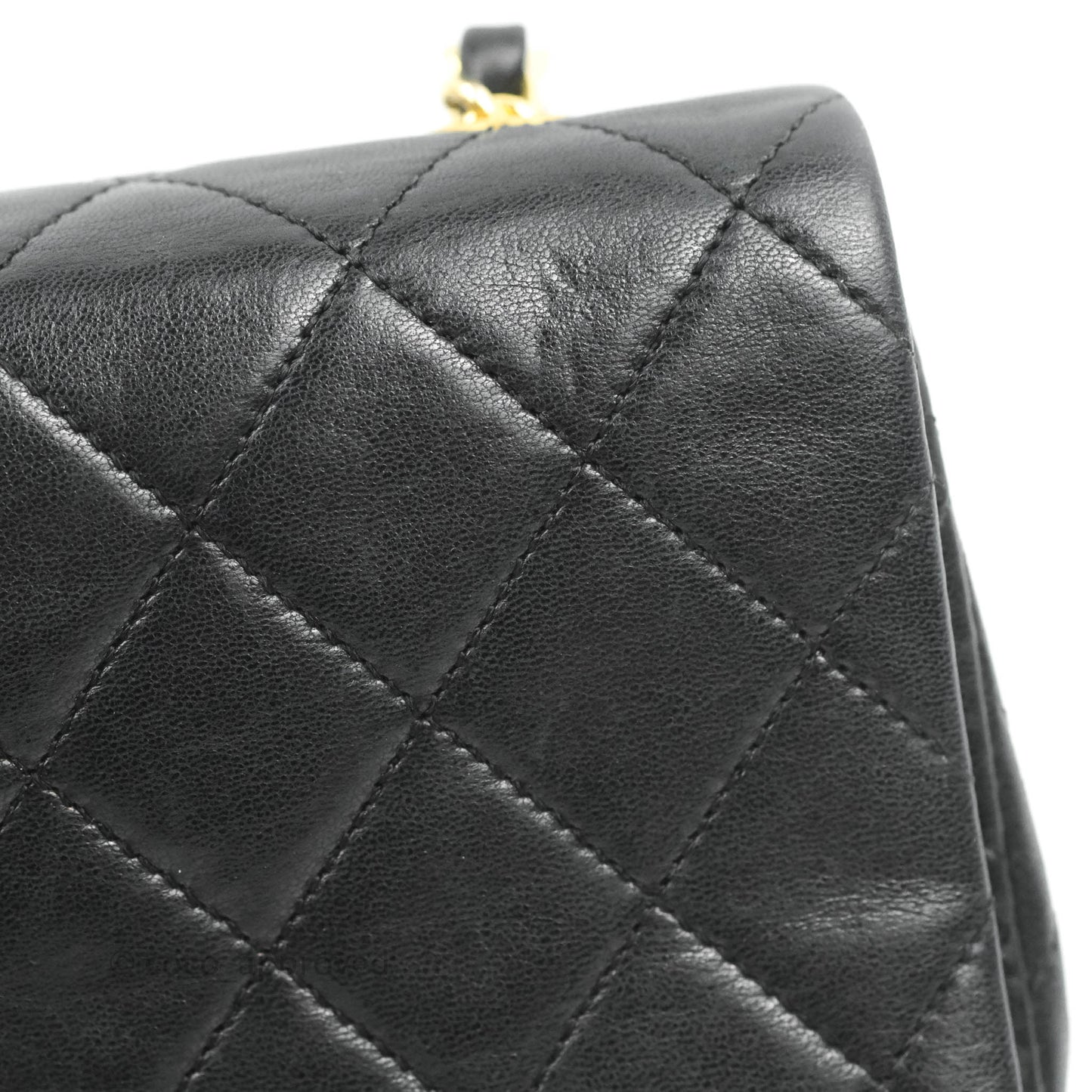 Chanel Vintage Small Single Full Flap Bag Black Lambskin 24K Gold Hardware