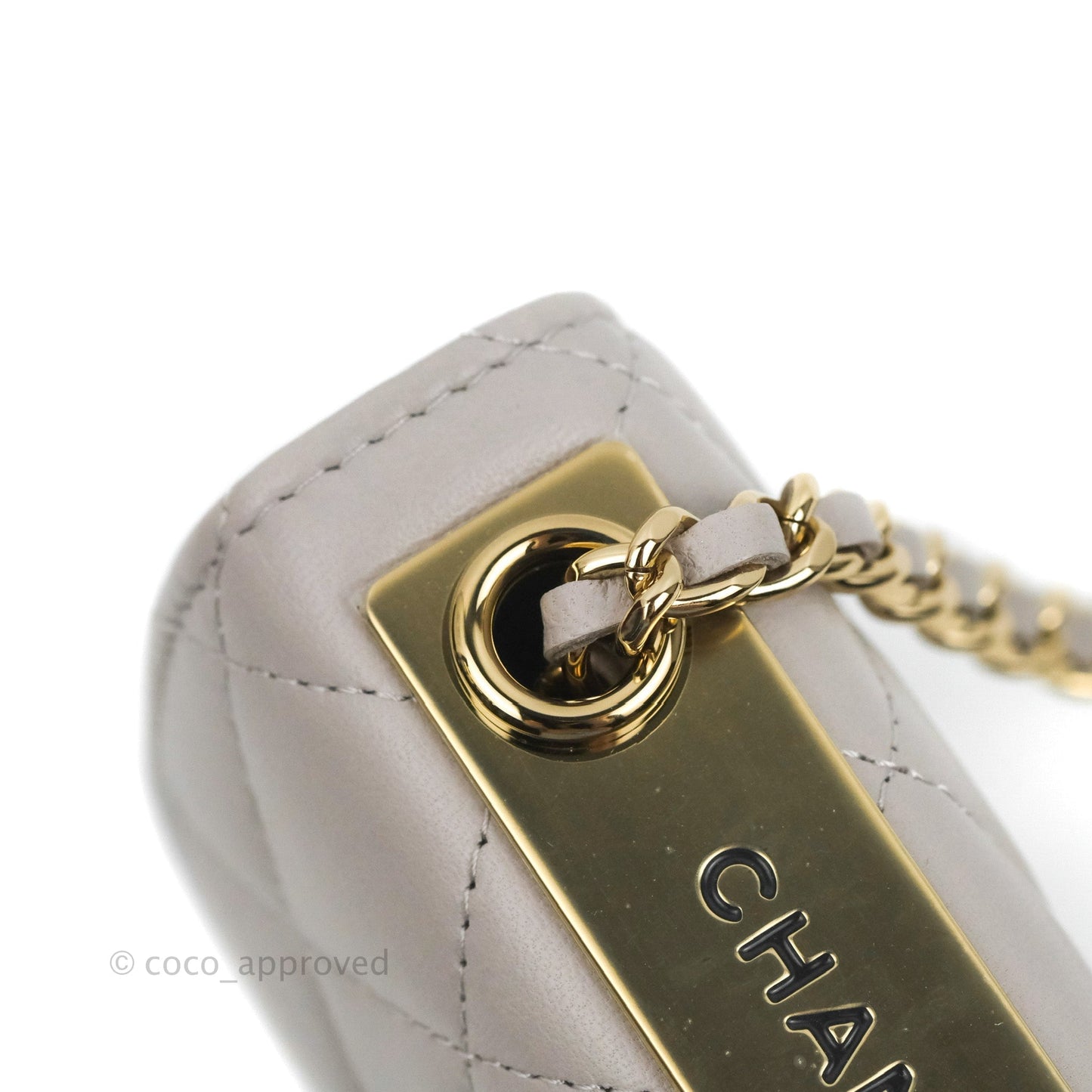 Chanel Mini Quilted Trendy CC Clutch With Chain Grey Lambskin Gold Hardware