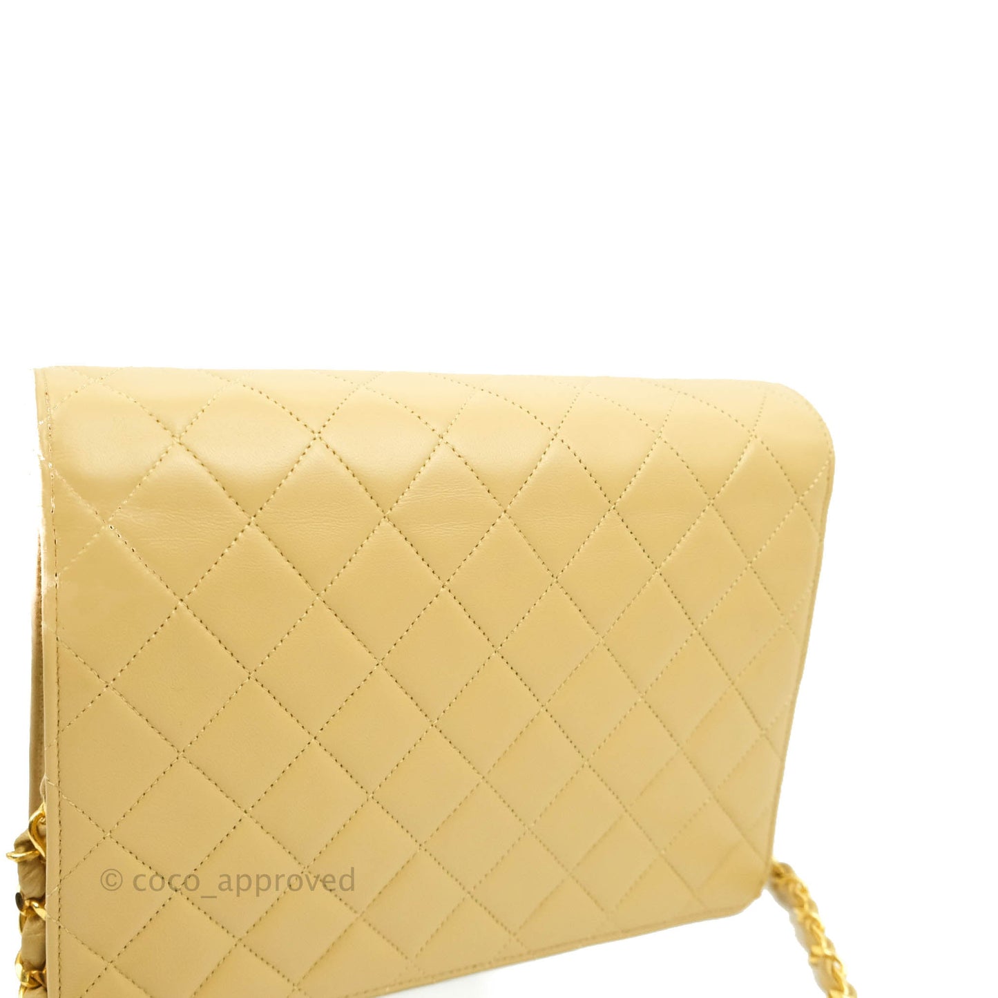 Chanel Vintage Single Flap Beige Lambskin 24K Gold Hardware