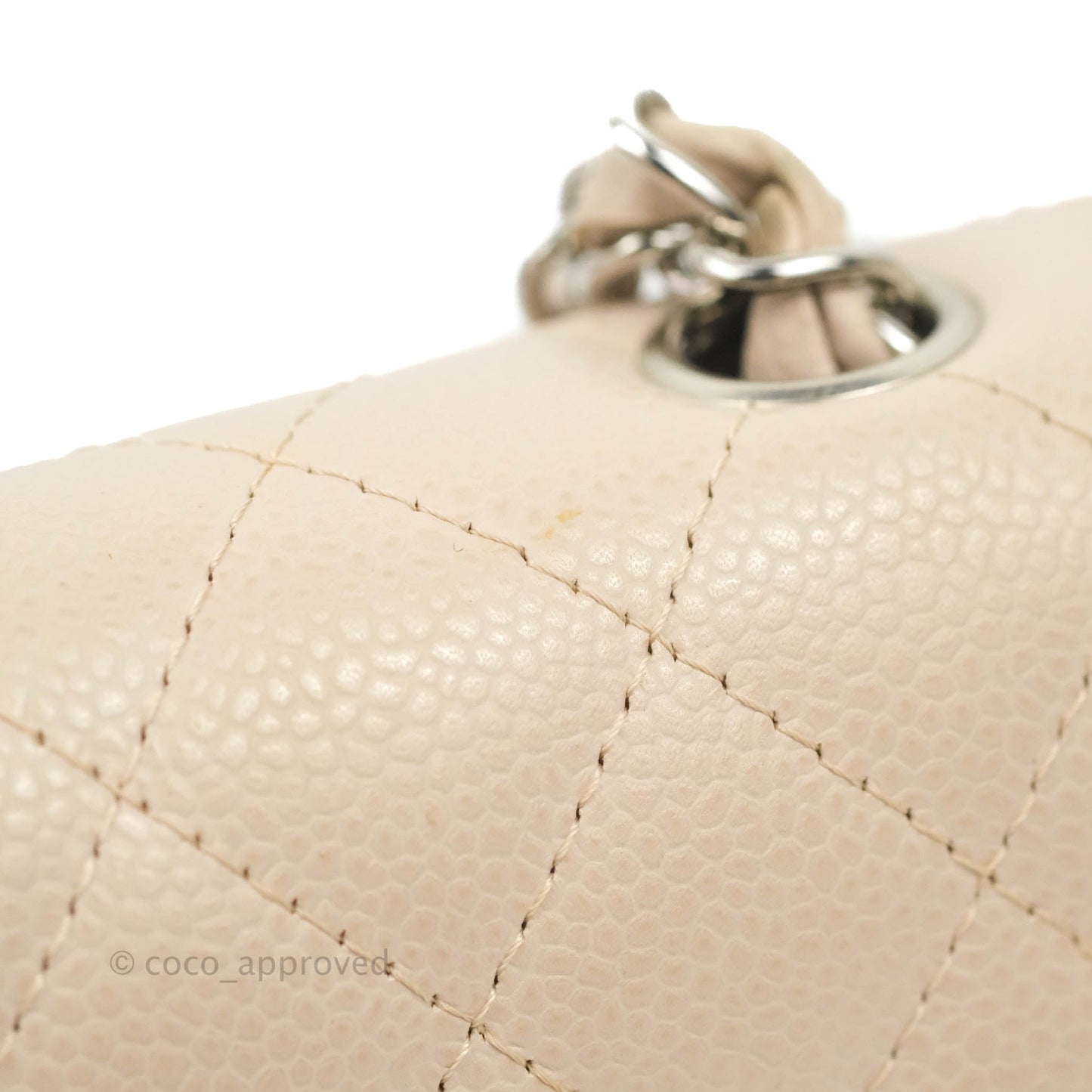 Chanel Quilted East West Flap Pale Pink Caviar Silver Hardware