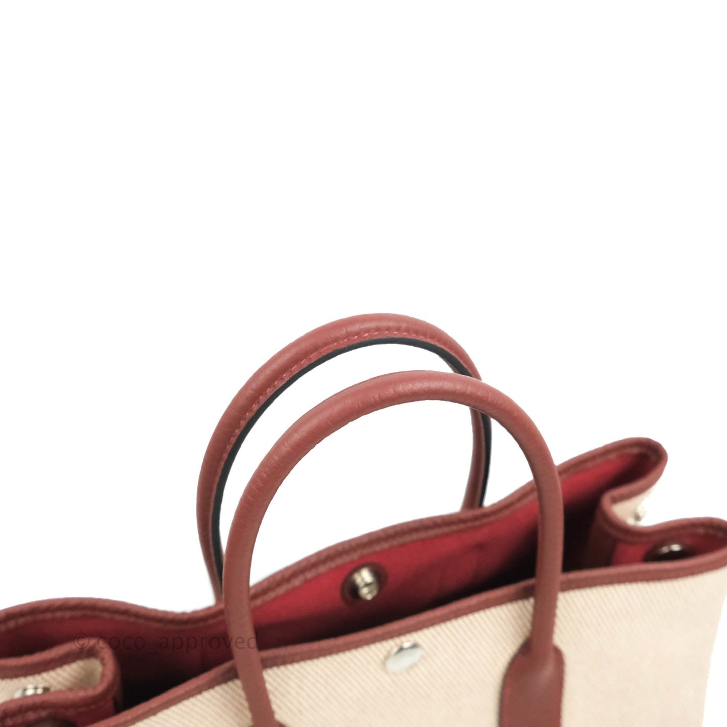 Hermès Garden Party 30 Canvas Framboise Rouge Sellier With Twilly
