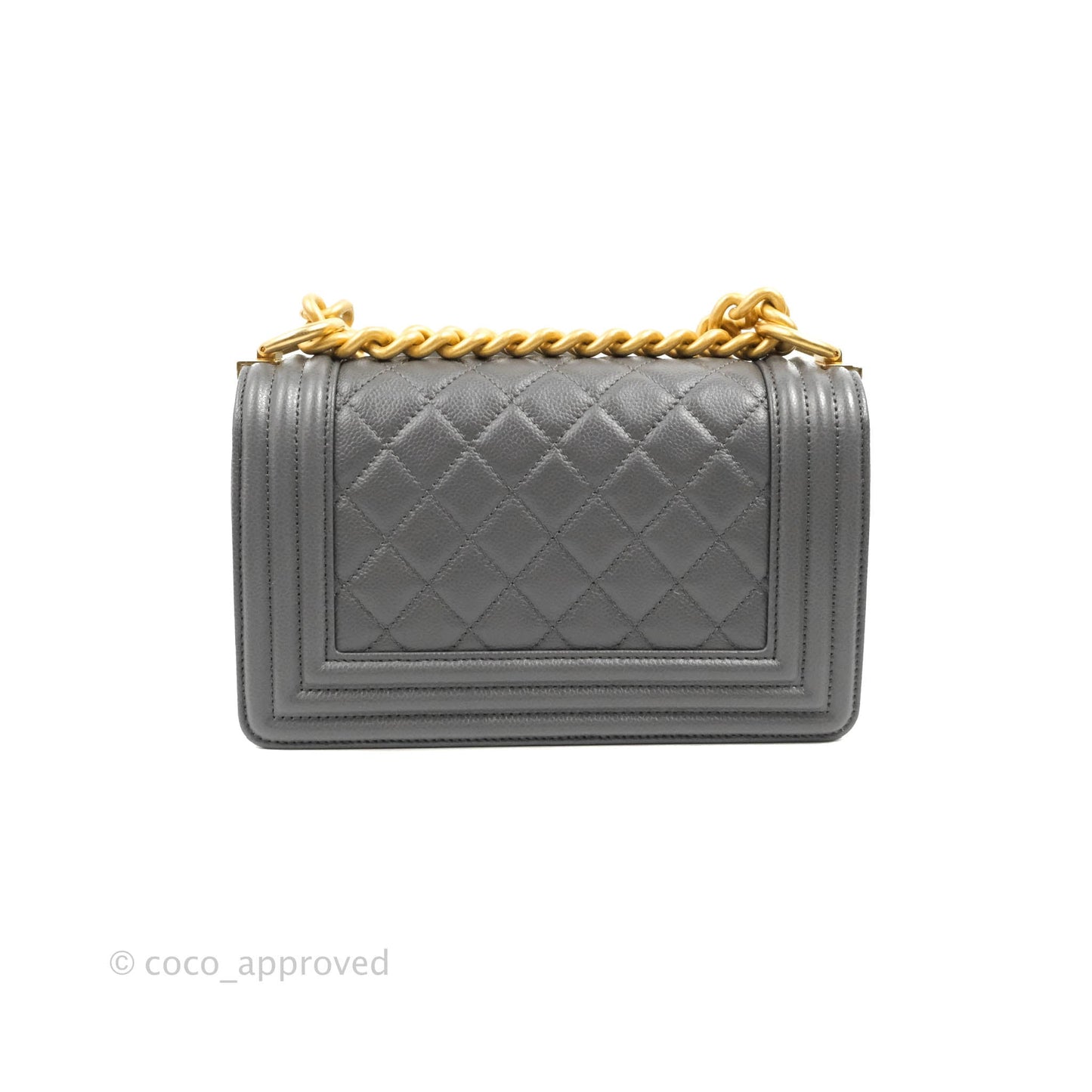 Chanel Small Boy Dark Grey Caviar Aged Gold Hardware