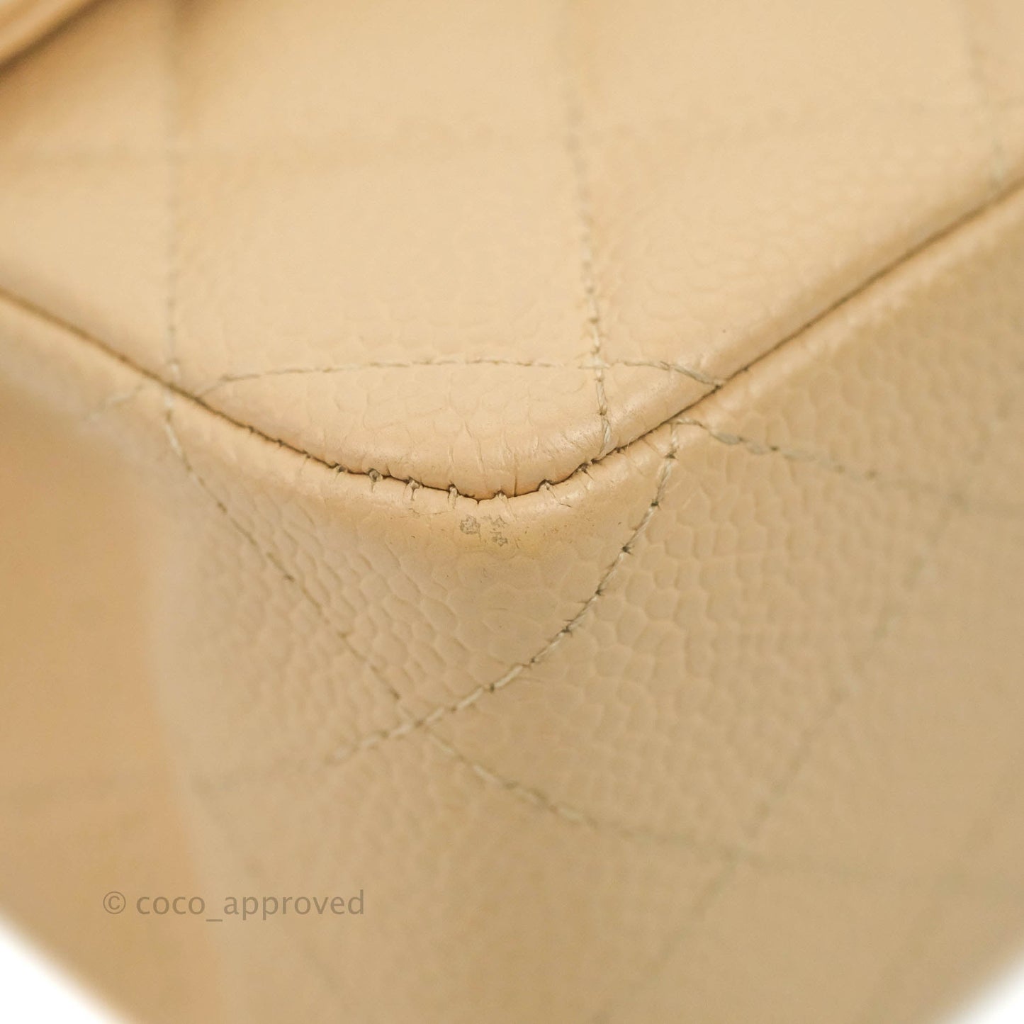 Chanel Classic M/L Medium Flap Quilted Beige Caviar Silver Hardware