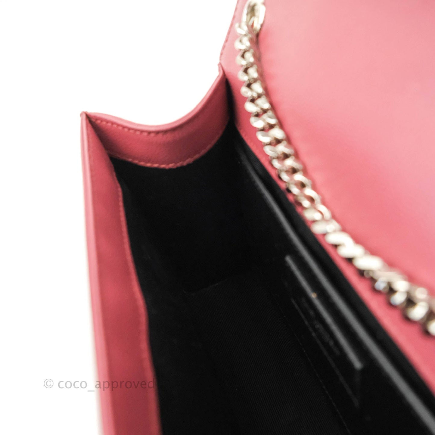 Saint Laurent New Small Classic Monogram Kate Chain Bag Mystic Rose Grained Calfskin Silver Hardware
