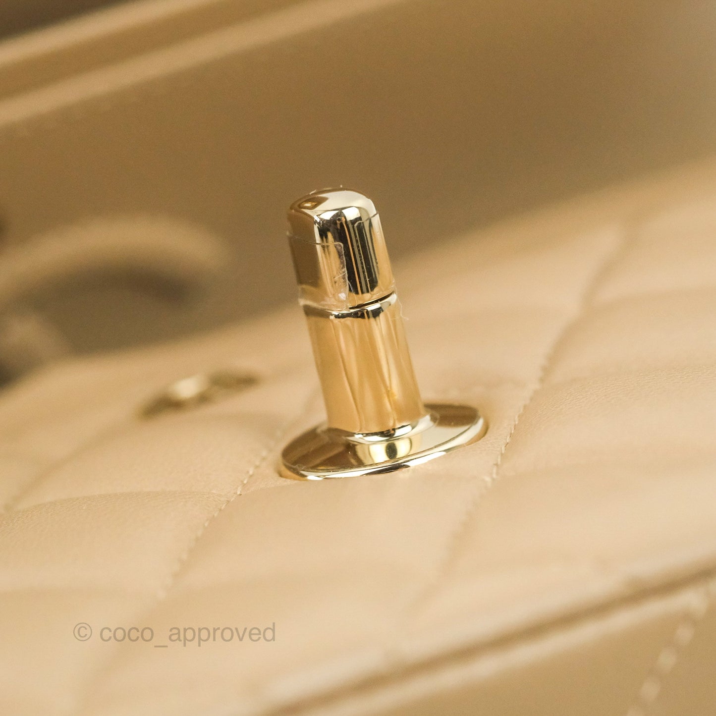 Chanel Small Classic Quilted Flap Dark Beige Lambskin Gold Hardware