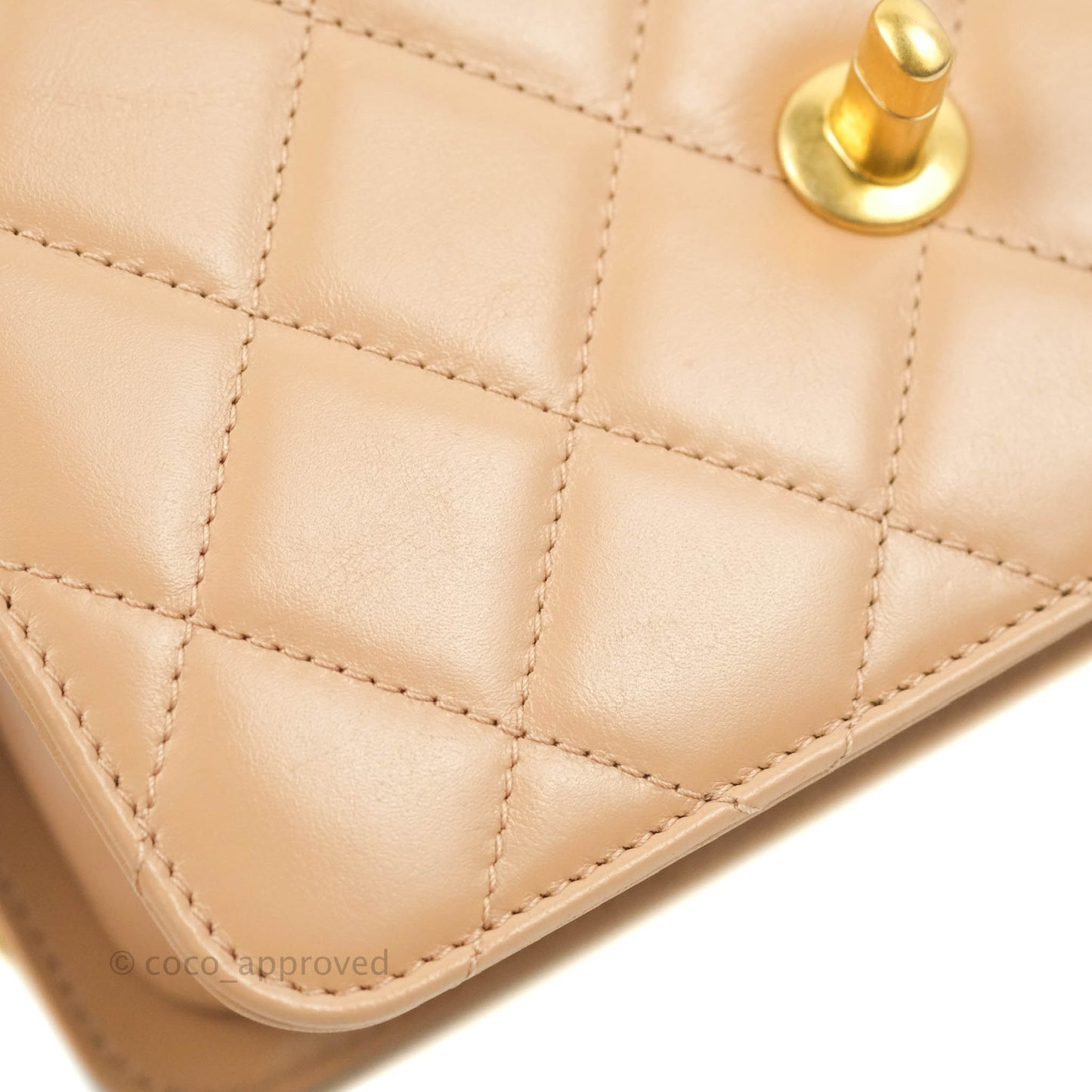 Chanel Quilted Perfect Fit Adjustable Beige Calfskin Gold Hardware 21A