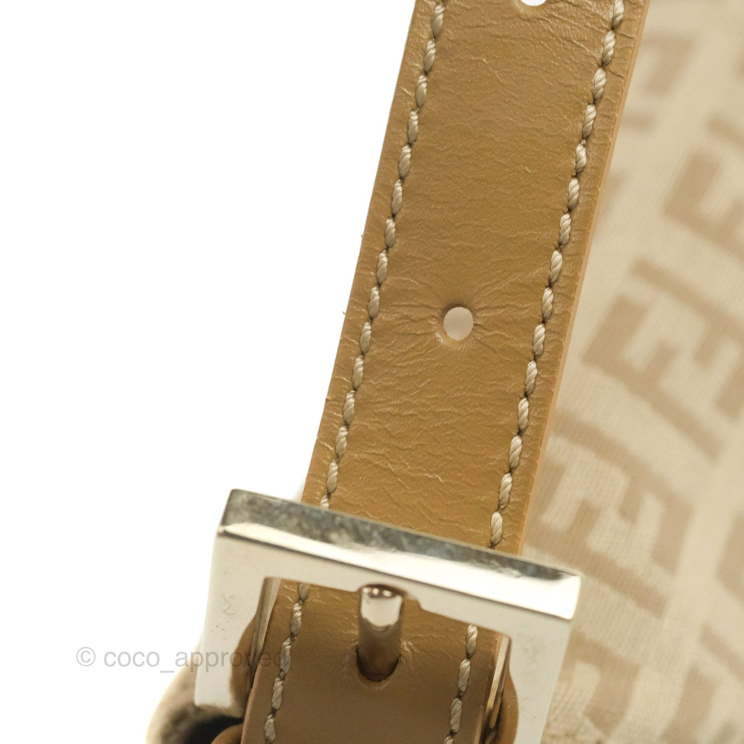 Fendi Vintage Baguette Shoulder Bag Beige Zucchino Canvas