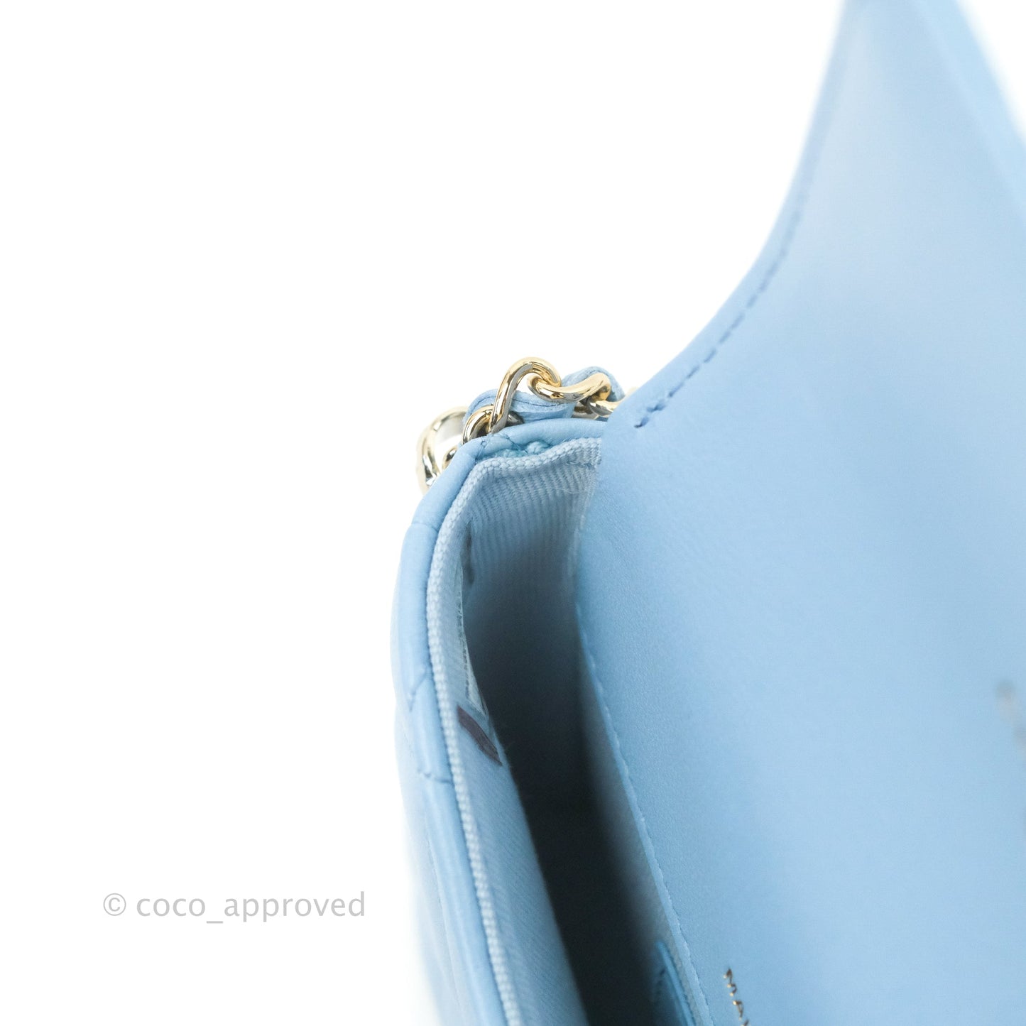 Chanel Mini Clutch With Chain Blue Lambskin Gold Hardware