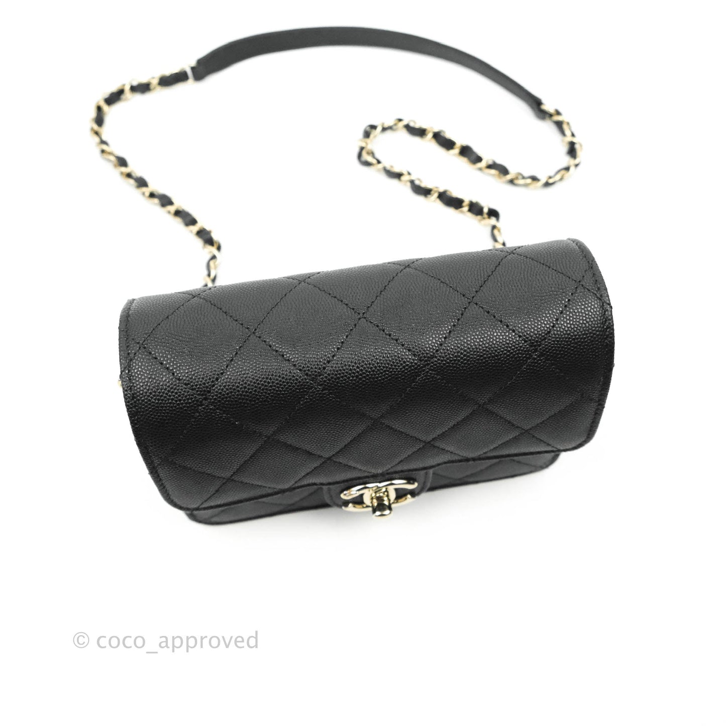 Chanel Quilted Small Like The Wallet Flap Black Caviar Light Gold Hardware 22C