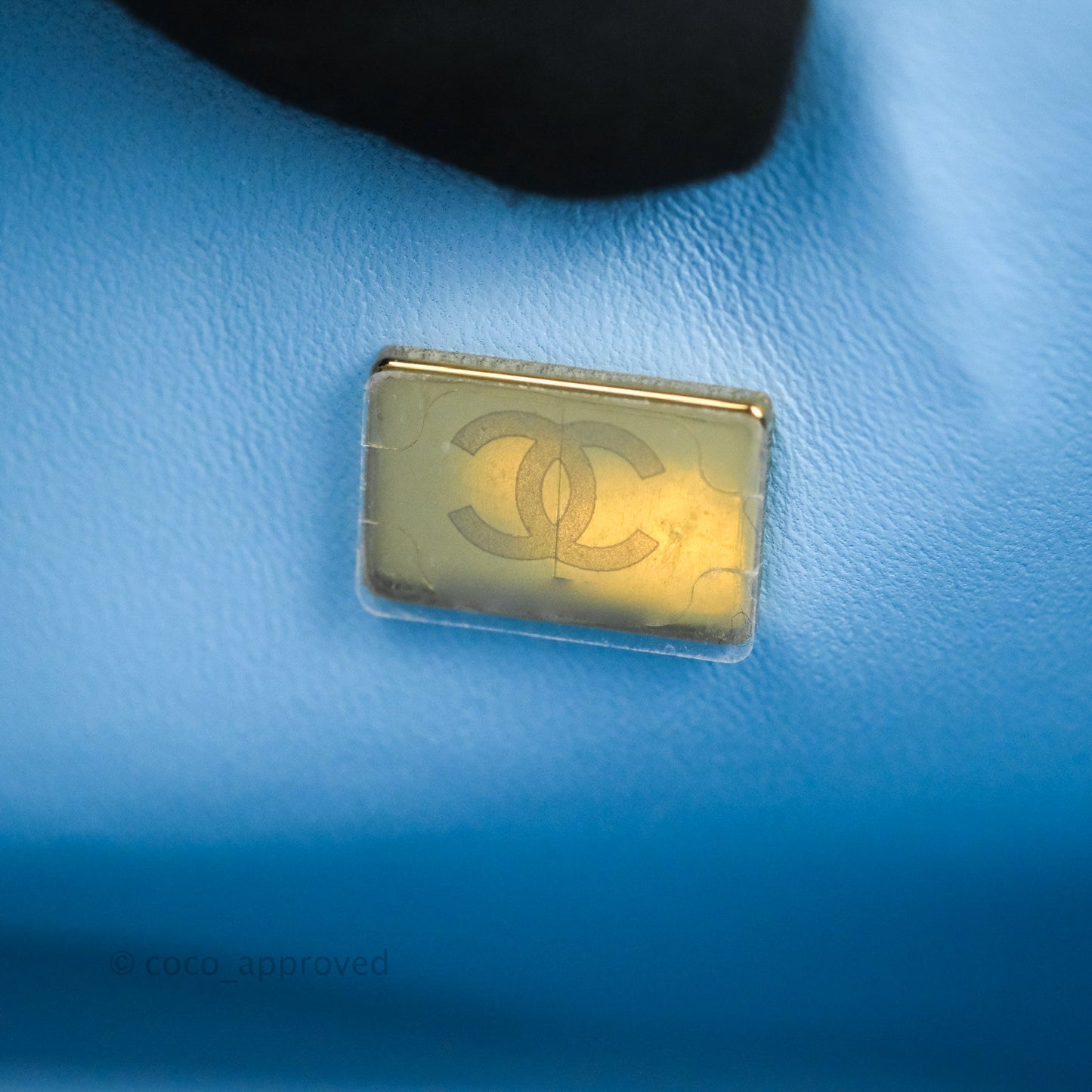 Chanel Small Classic Quilted Flap Light Blue Caviar Gold Hardware