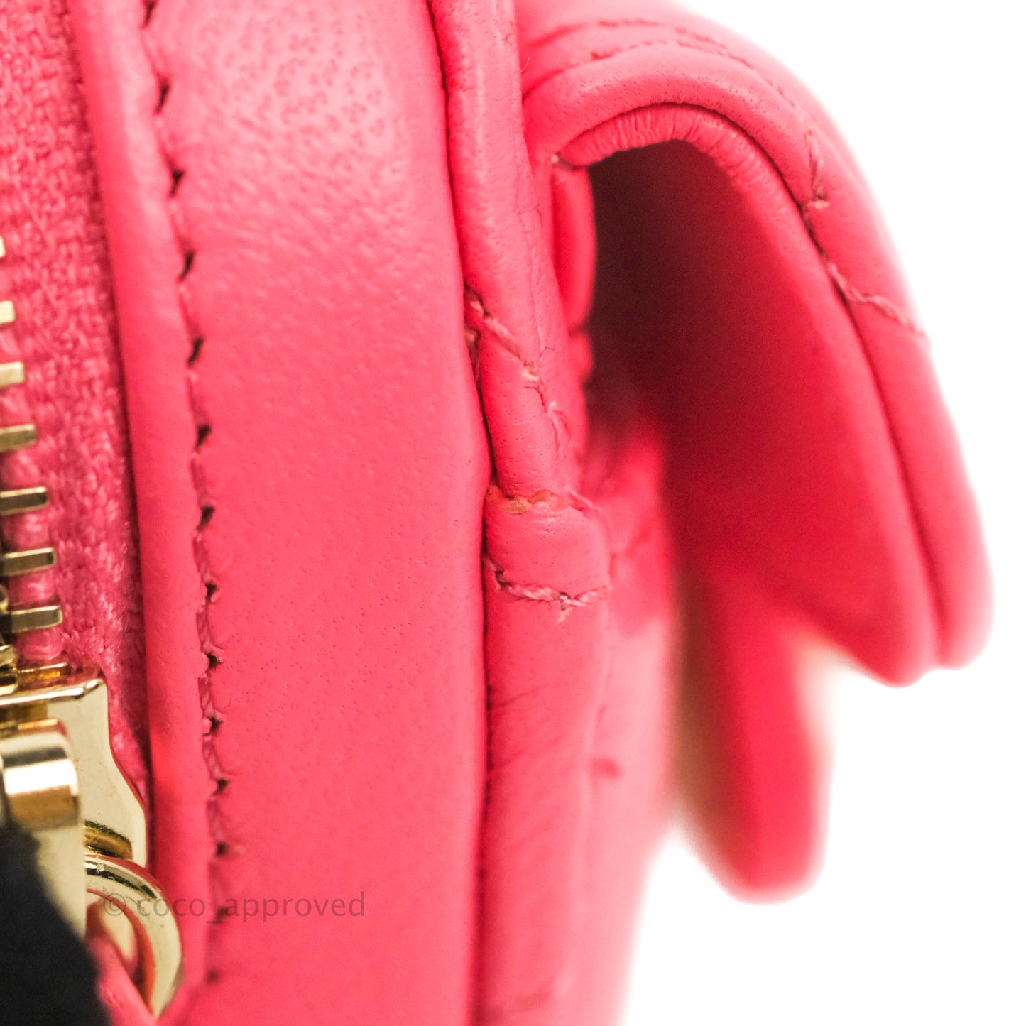 Chanel Small Heart Coin Purse Necklace Pink Lambskin Gold Hardware 22S