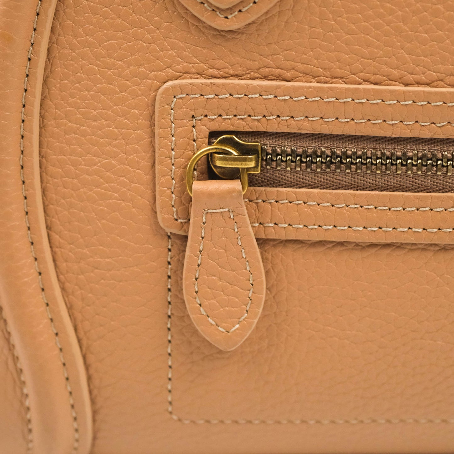 Celine Nano Luggage Drummed Beige Pink Calfskin