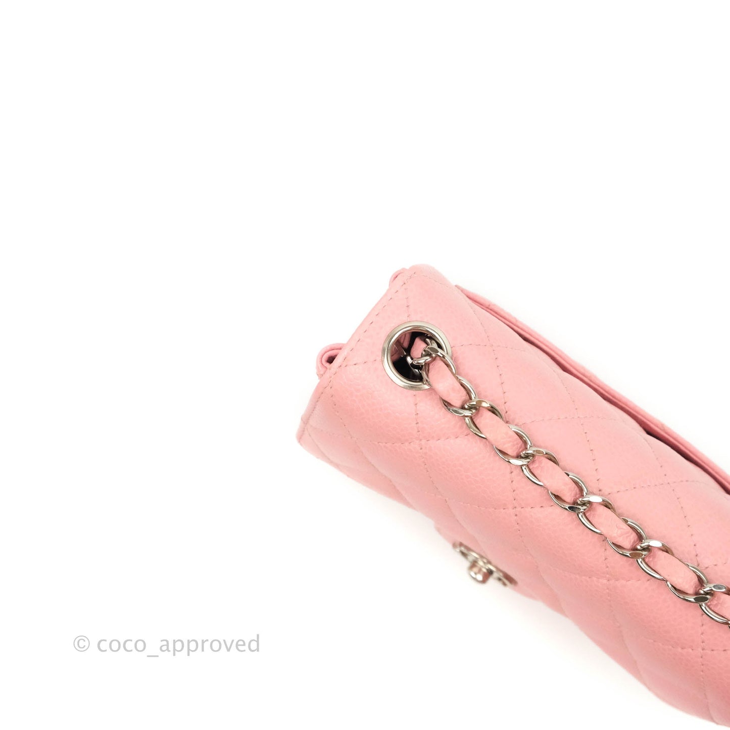 Chanel Quilted Vintage Mini Square Flap Pink Caviar Silver Hardware