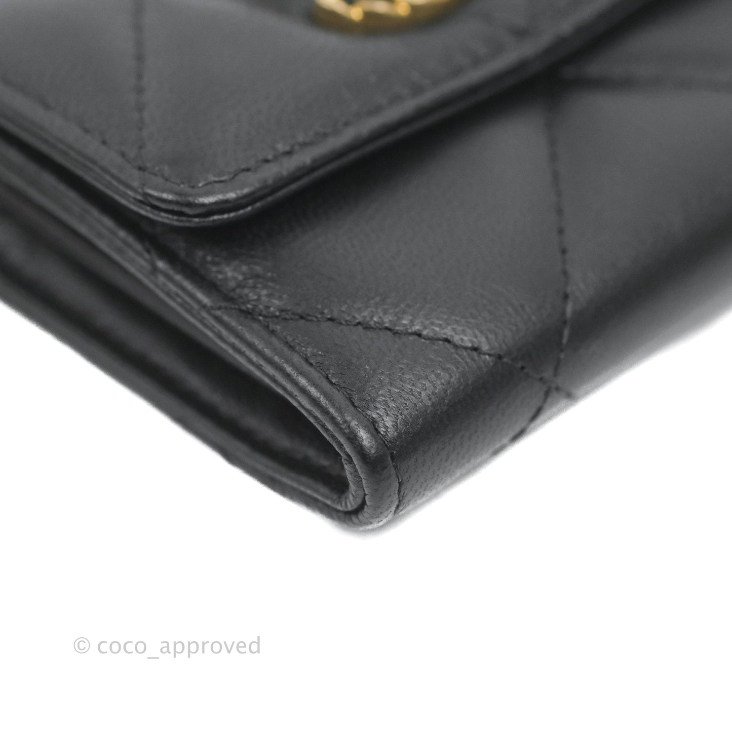 Chanel 19 Card Holder With Chain Black Mixed Hardware