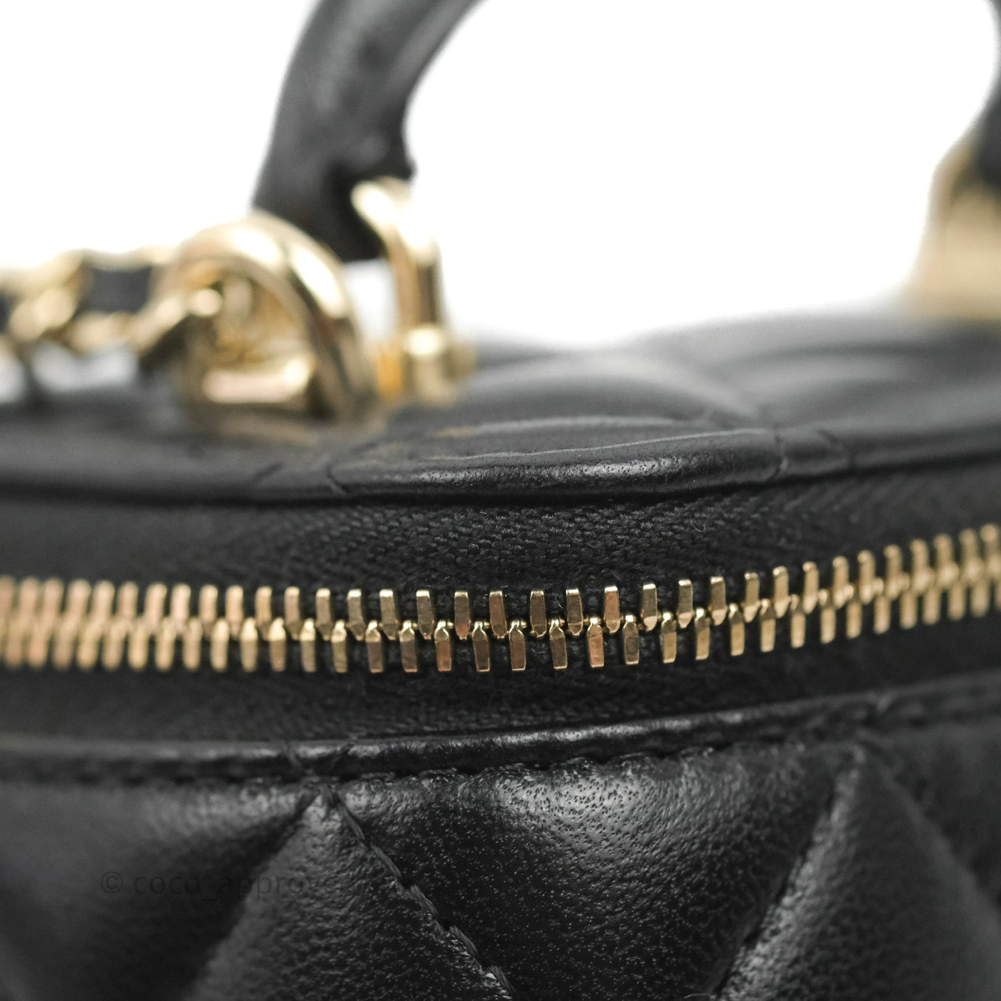 Chanel Mini Top Handle Vanity With Chain Black Lambskin Gold Hardware